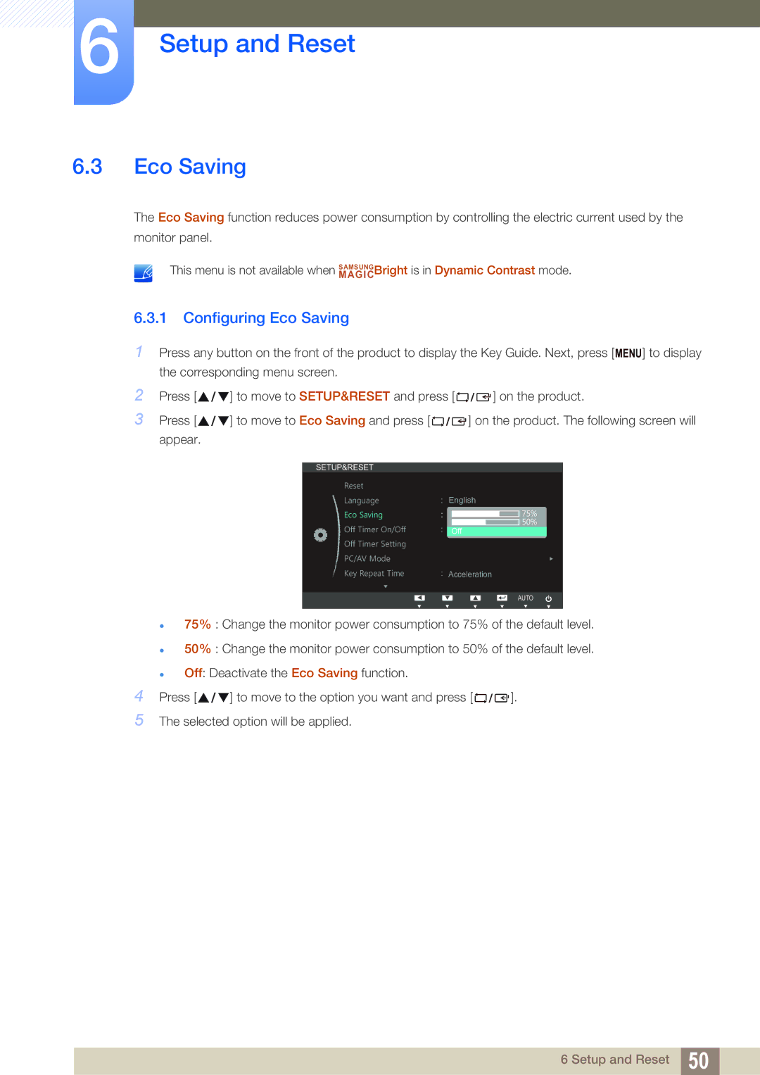 Samsung LS24B150BL/CI, LS24B150BL/EN, LS19B150BSMXV manual Configuring Eco Saving 