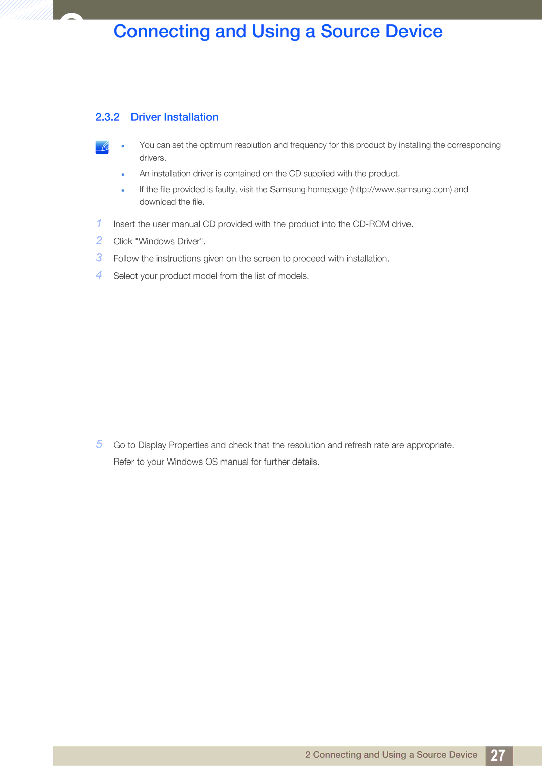 Samsung LS24B150BL/EN, LS19B150BSMXV, LS24B150BL/CI manual Driver Installation 