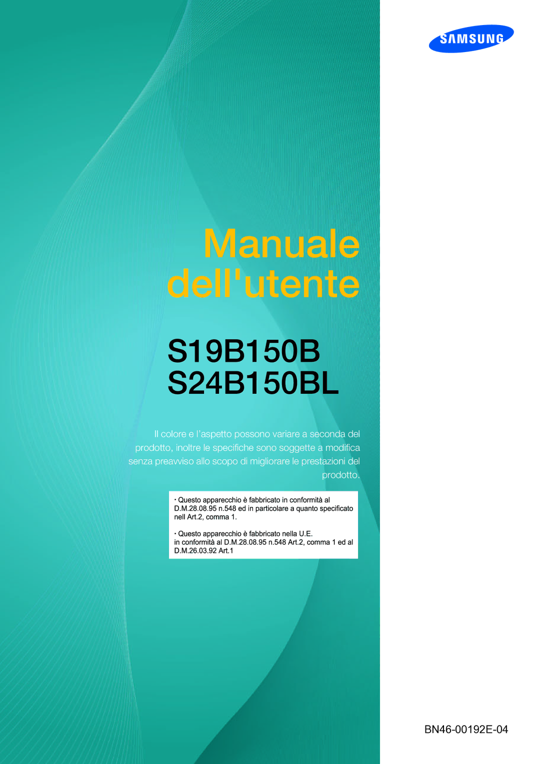 Samsung LS24B150BL/EN manual Manuale dellutente 