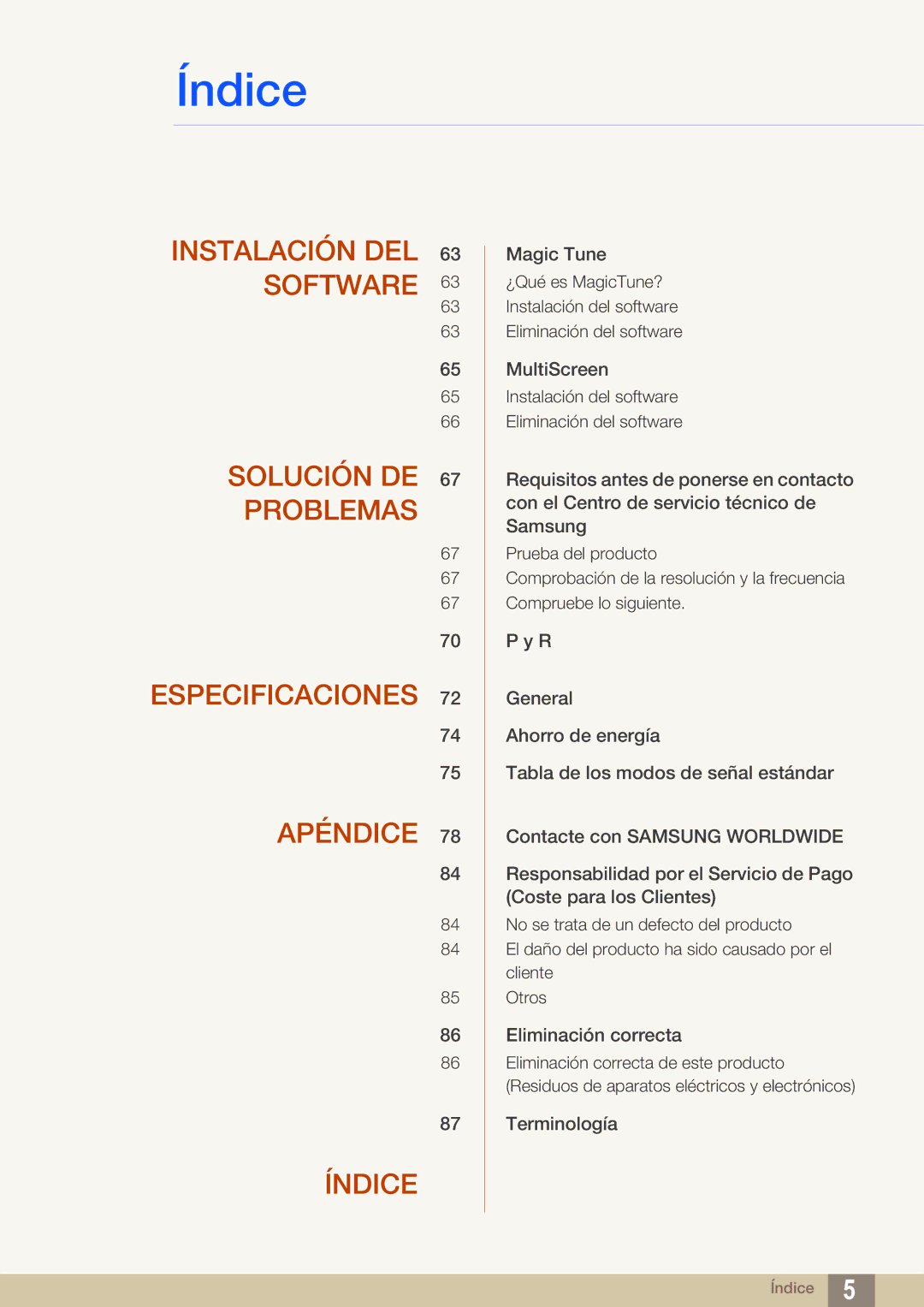 Samsung LS24B150BL/EN manual Índice 