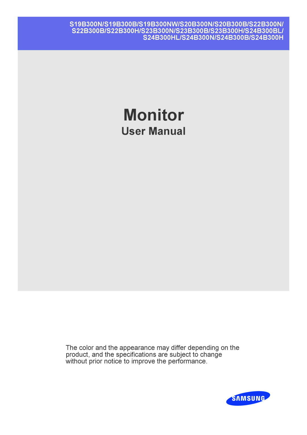 Samsung LS23B300HSH/XJ, LS24B300BSV/XJ, LS20B300BSV/XJ, LS24B300HSH/XJ, LS22B300BSV/XJ, LS23B300BSV/XJ manual Monitor 