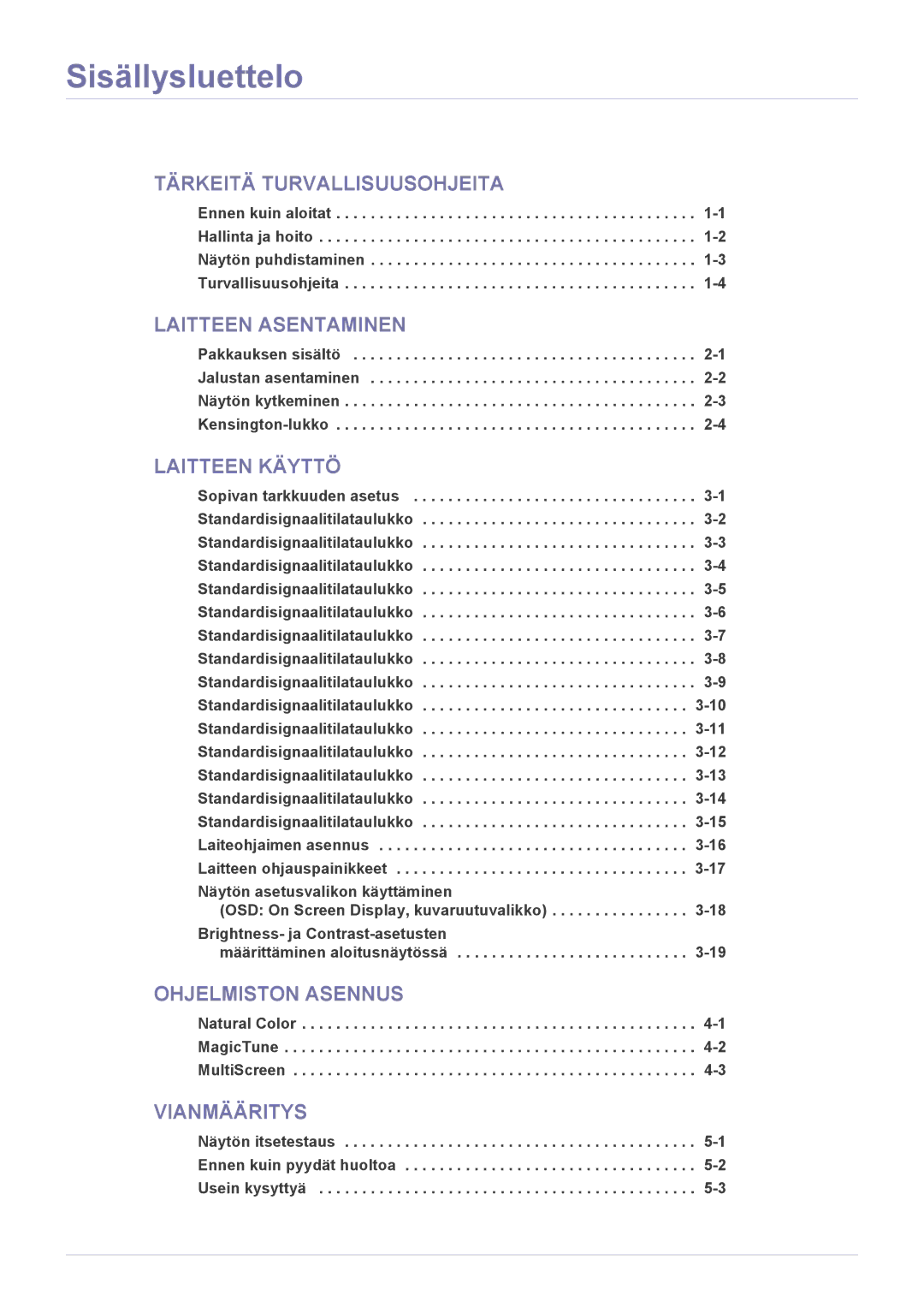 Samsung LS24B350HSY/EN, LS24B350HS/EN, LS19B350NS/EN, LS23B350HS/EN, LS27B350HS/EN, LS22B350HS/EN manual Sisällysluettelo 