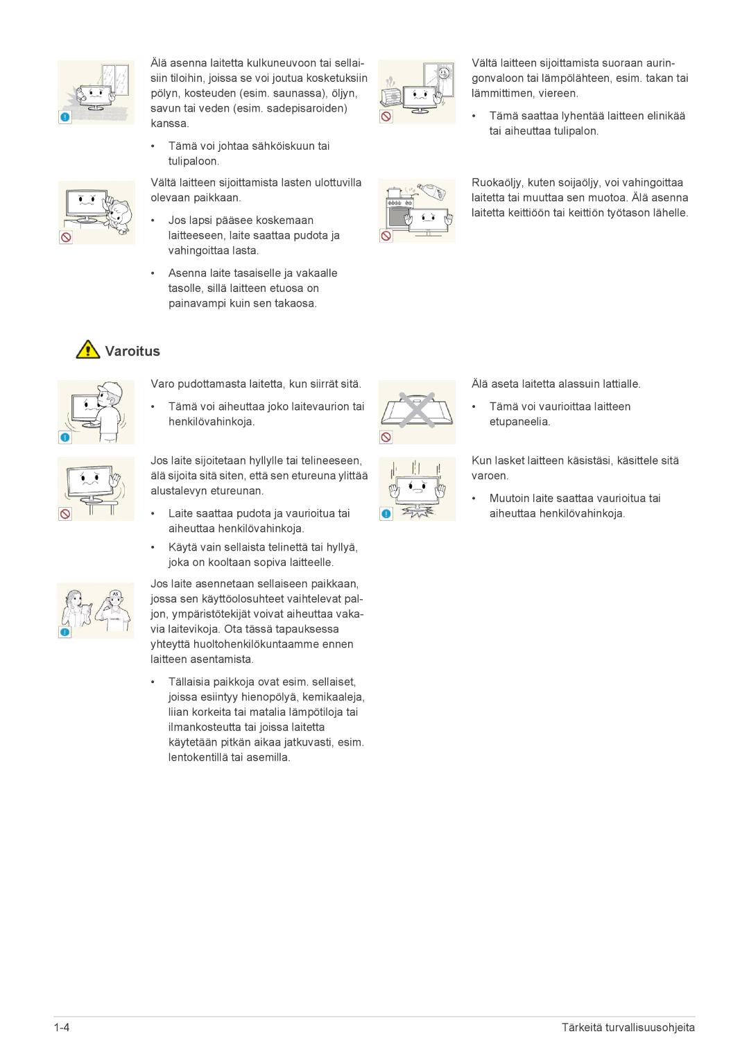 Samsung LS23B350HS/EN, LS24B350HS/EN, LS19B350NS/EN, LS24B350HSY/EN, LS27B350HS/EN, LS22B350HS/EN manual Varoitus 