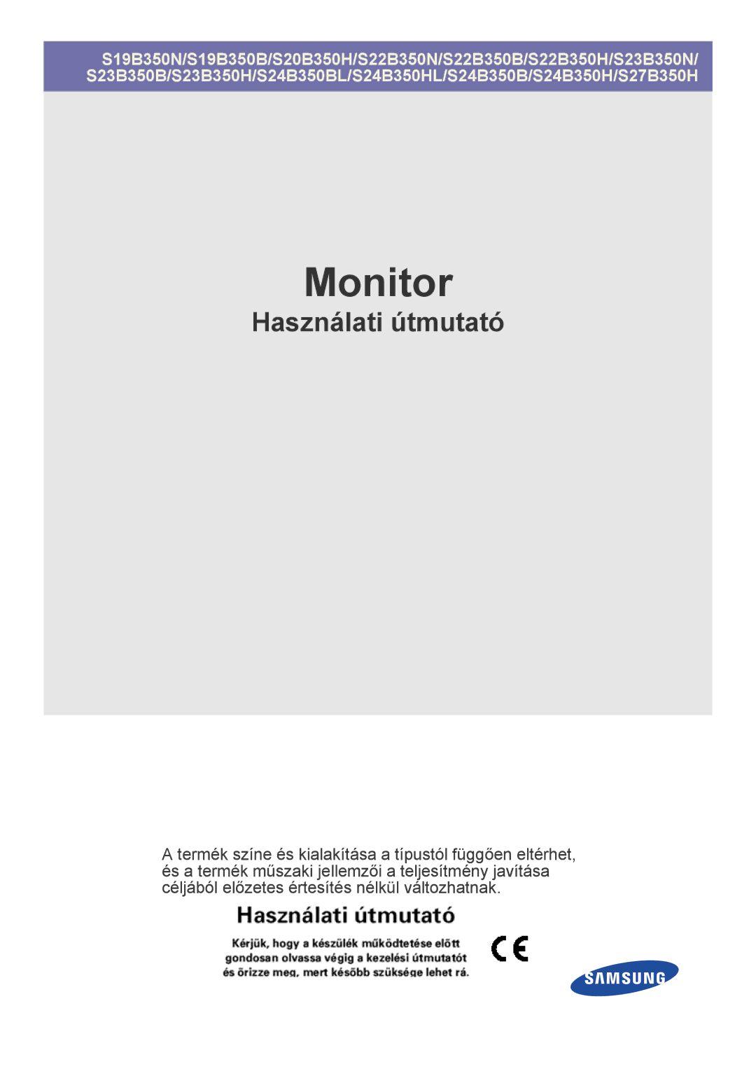 Samsung LS19B350NS/EN, LS24B350HS/EN, LS24B350HSY/EN, LS23B350HS/EN, LS27B350HS/EN, LS22B350HS/EN manual Monitor 