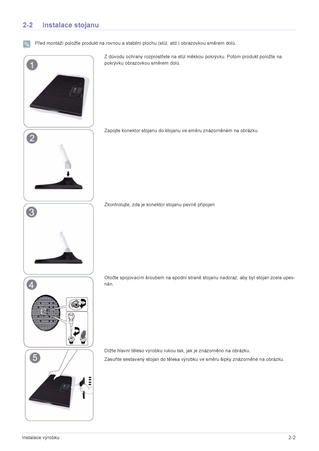 Samsung LS23B350HS/EN, LS24B350HS/EN, LS24B350BS/EN, LS22B350BS/EN, LS27B350HS/EN, LS22B350HS/EN manual Instalace stojanu 