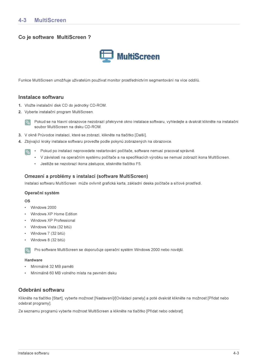 Samsung LS23B350HS/EN, LS24B350HS/EN, LS24B350BS/EN, LS22B350BS/EN, LS27B350HS/EN manual Co je software MultiScreen ? 