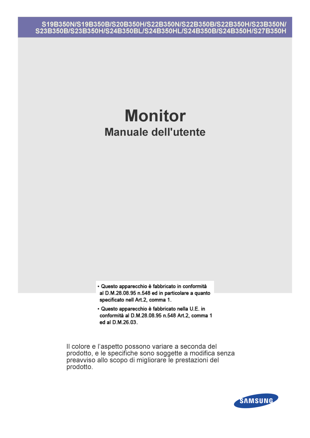 Samsung LS27B350HS/EN, LS23B350BS/EN, LS22B350HS/EN manual Monitor 