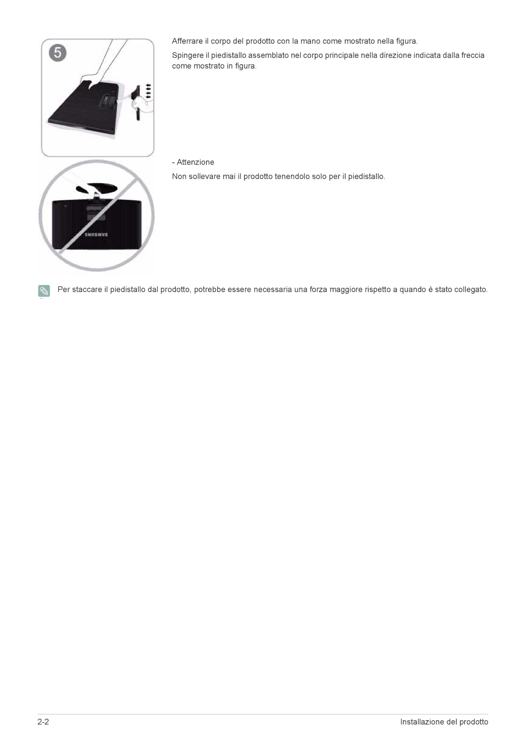 Samsung LS24B350HS/EN, LS24B350HSY/EN, LS27B350HS/EN, LS22B350HS/EN, LS22B350HSQ/EN manual Installazione del prodotto 