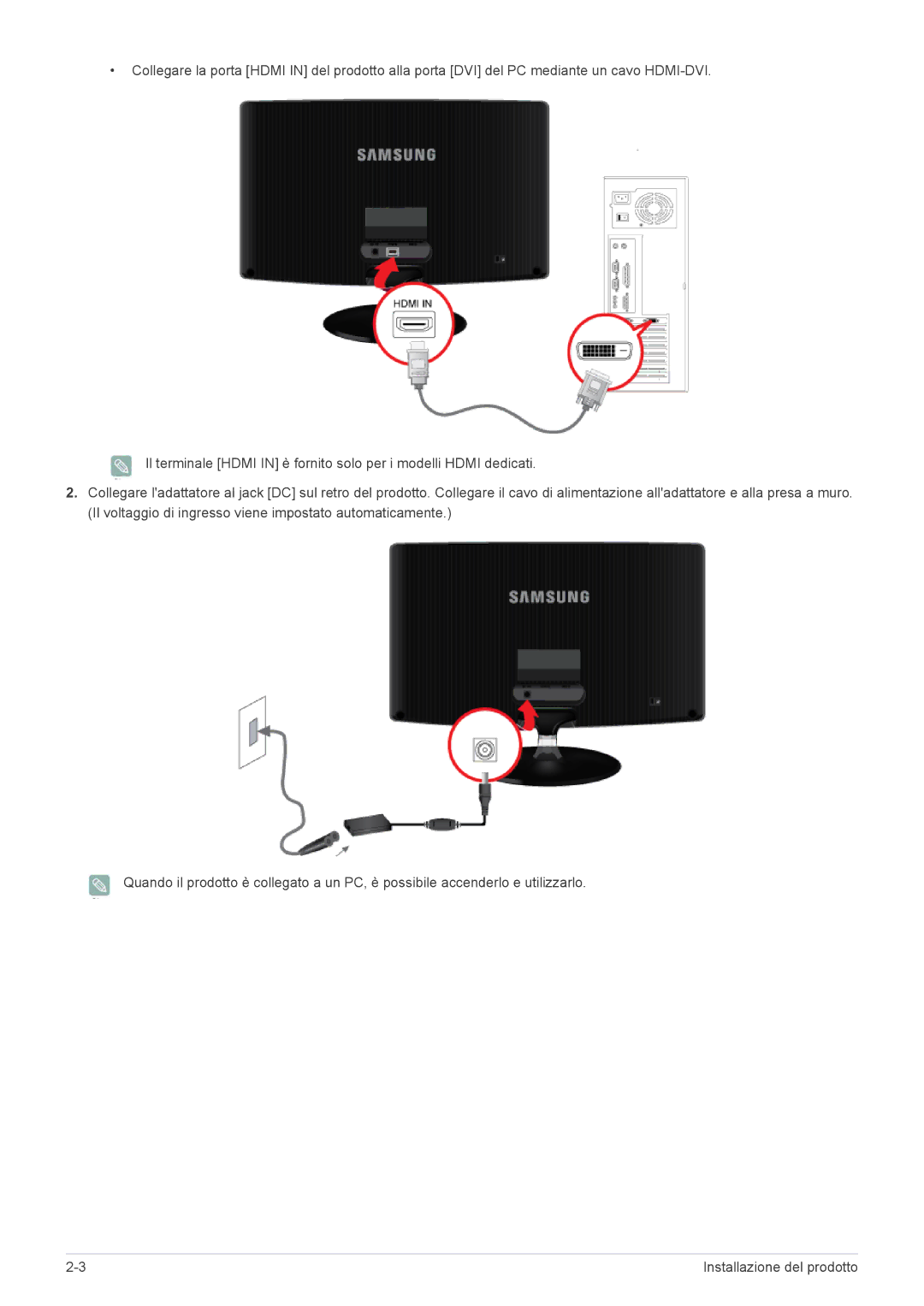 Samsung LS27B350HS/EN, LS24B350HS/EN, LS24B350HSY/EN, LS22B350HS/EN, LS22B350HSQ/EN manual Installazione del prodotto 