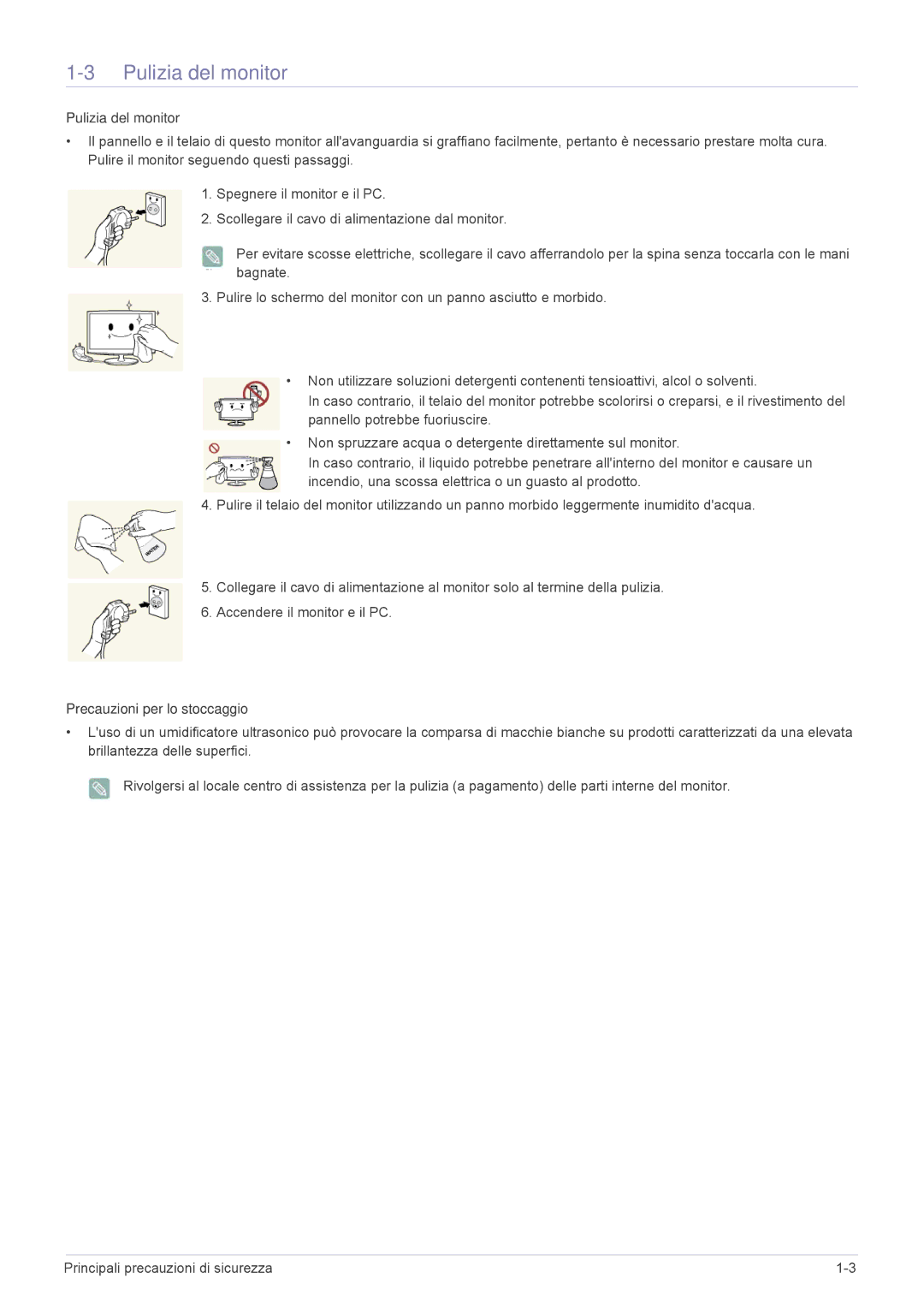 Samsung LS24B350HSY/EN, LS24B350HS/EN, LS27B350HS/EN, LS22B350HS/EN, LS22B350HSQ/EN manual Pulizia del monitor 