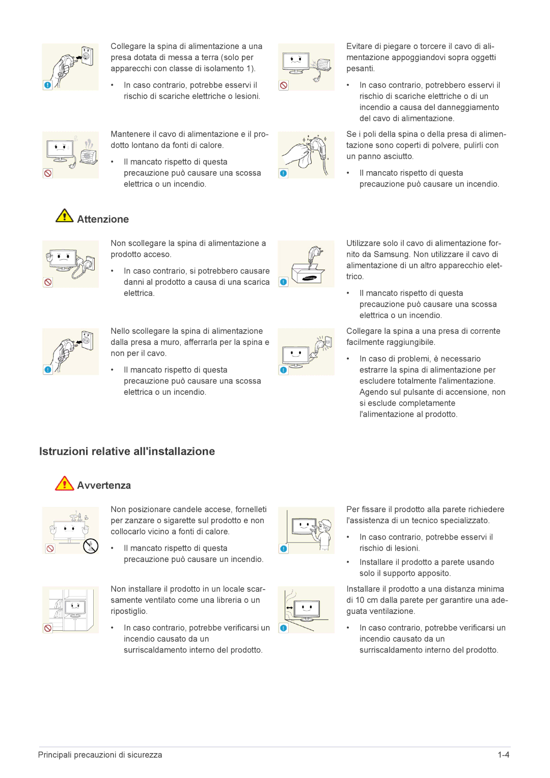 Samsung LS22B350HS/EN, LS24B350HS/EN, LS24B350HSY/EN, LS27B350HS/EN manual Istruzioni relative allinstallazione, Attenzione 