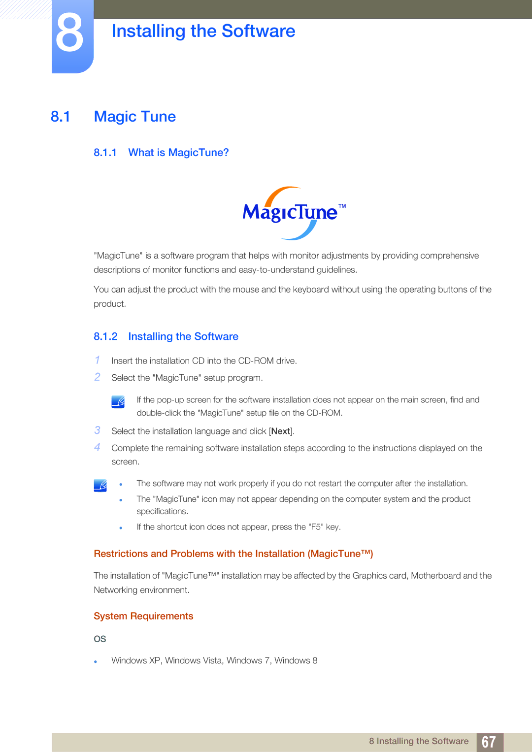 Samsung LS23B350TS/EN, LS24B350TL/EN, LS22B350TS/EN, LS22B350TS/CI Installing the Software, Magic Tune, What is MagicTune? 