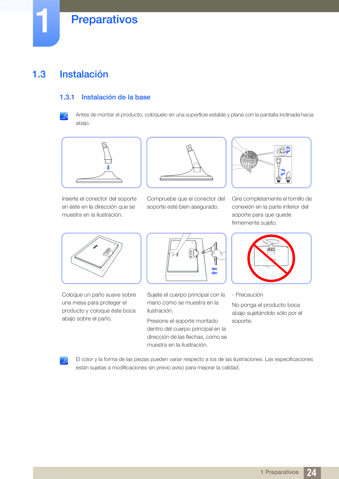 Samsung LS24B350TL/EN, LS23B350TS/EN, LS22B350TS/EN manual Instalación de la base 