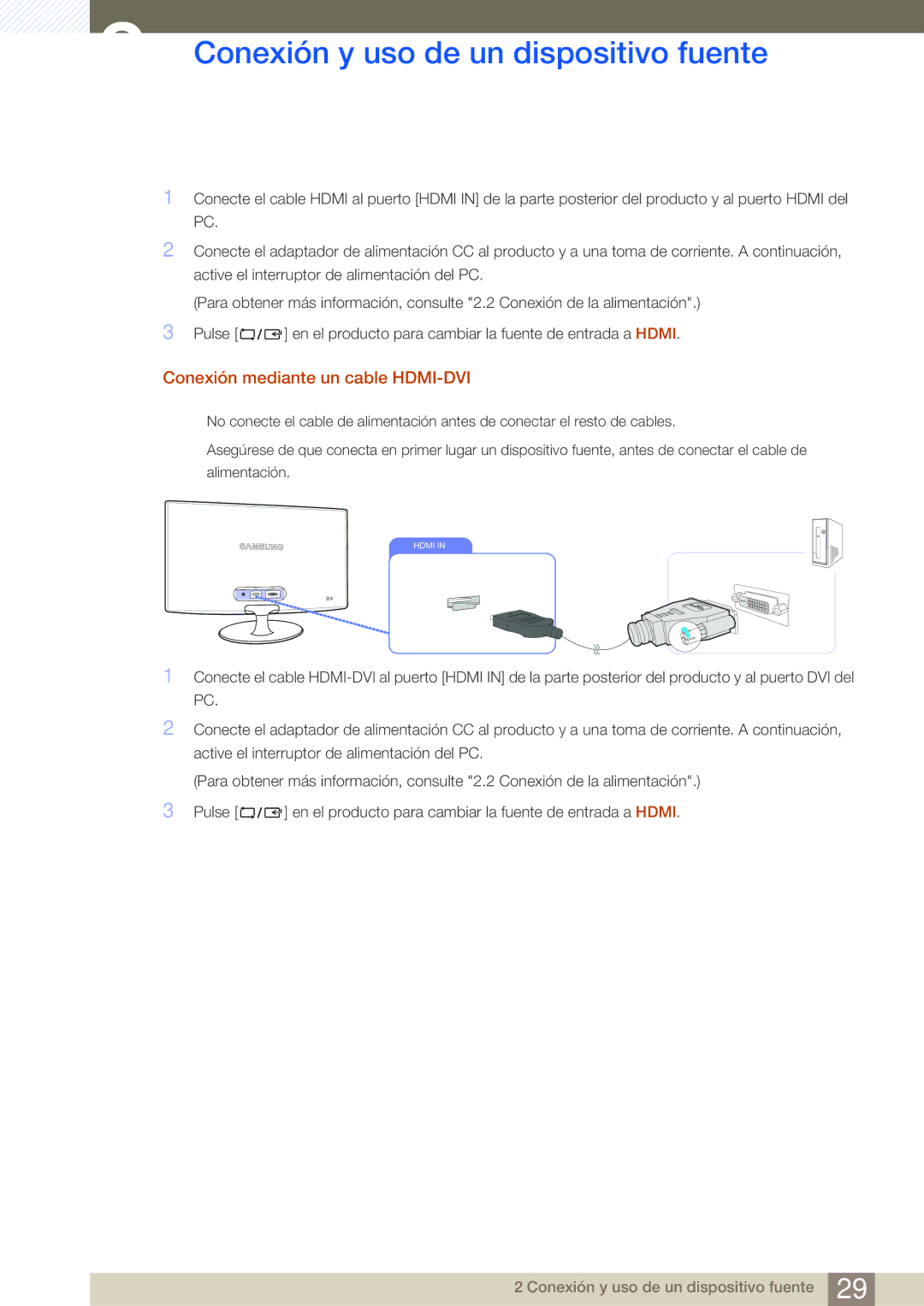 Samsung LS22B350TS/EN, LS24B350TL/EN, LS23B350TS/EN manual Conexión mediante un cable HDMI-DVI 