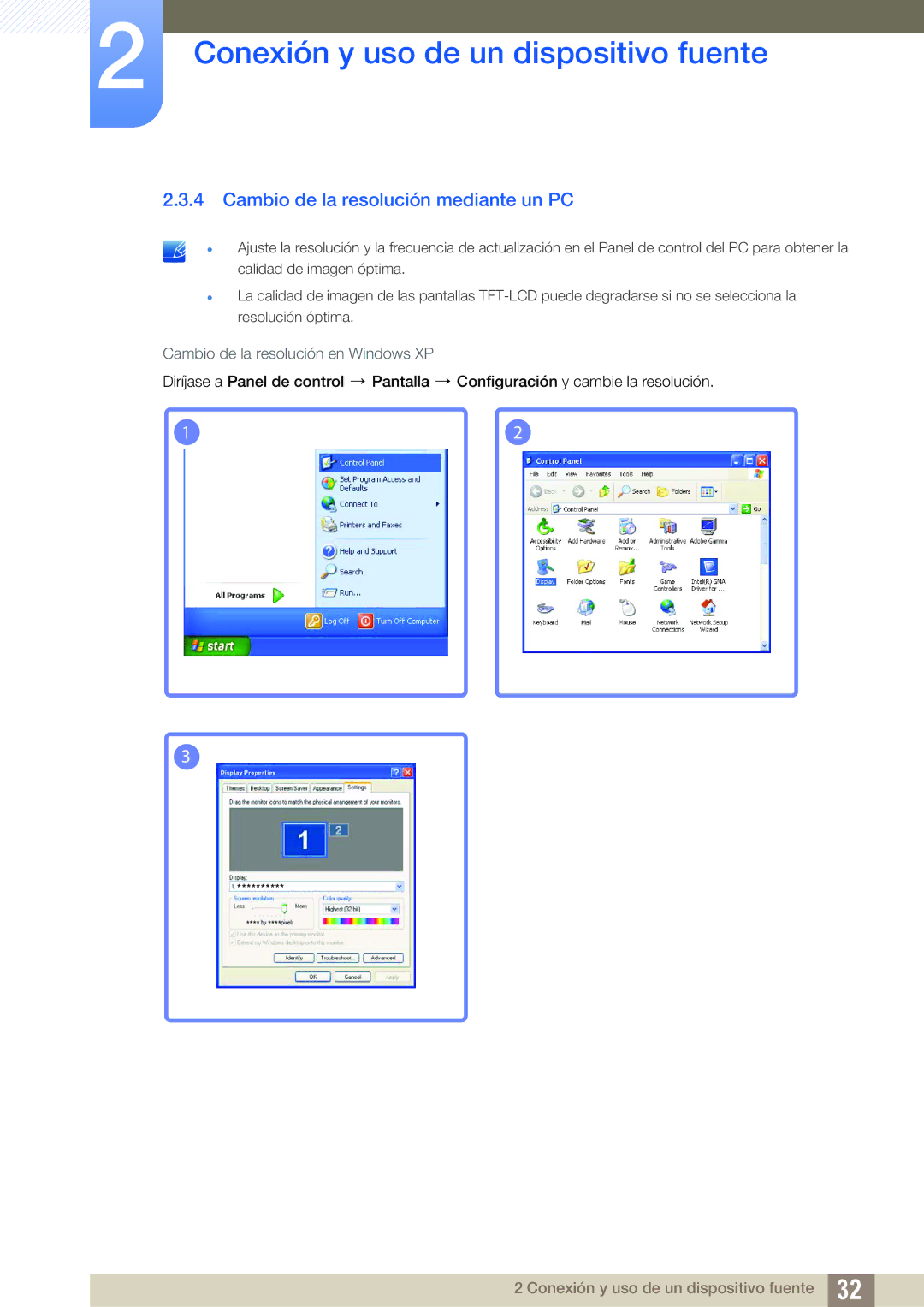 Samsung LS22B350TS/EN, LS24B350TL/EN, LS23B350TS/EN manual Cambio de la resolución mediante un PC 