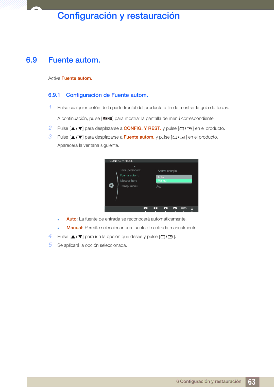 Samsung LS24B350TL/EN, LS23B350TS/EN, LS22B350TS/EN manual Configuración de Fuente autom 