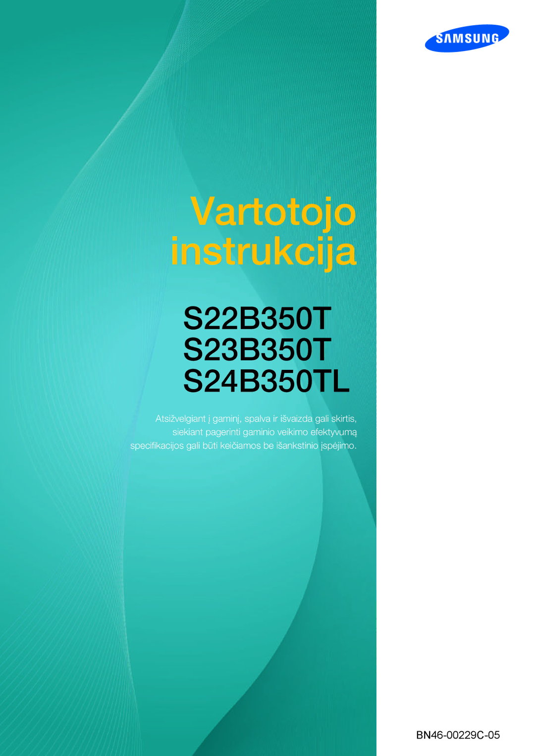 Samsung LS23B350TS/EN, LS24B350TL/EN, LS22B350TS/EN manual Vartotojo instrukcija 