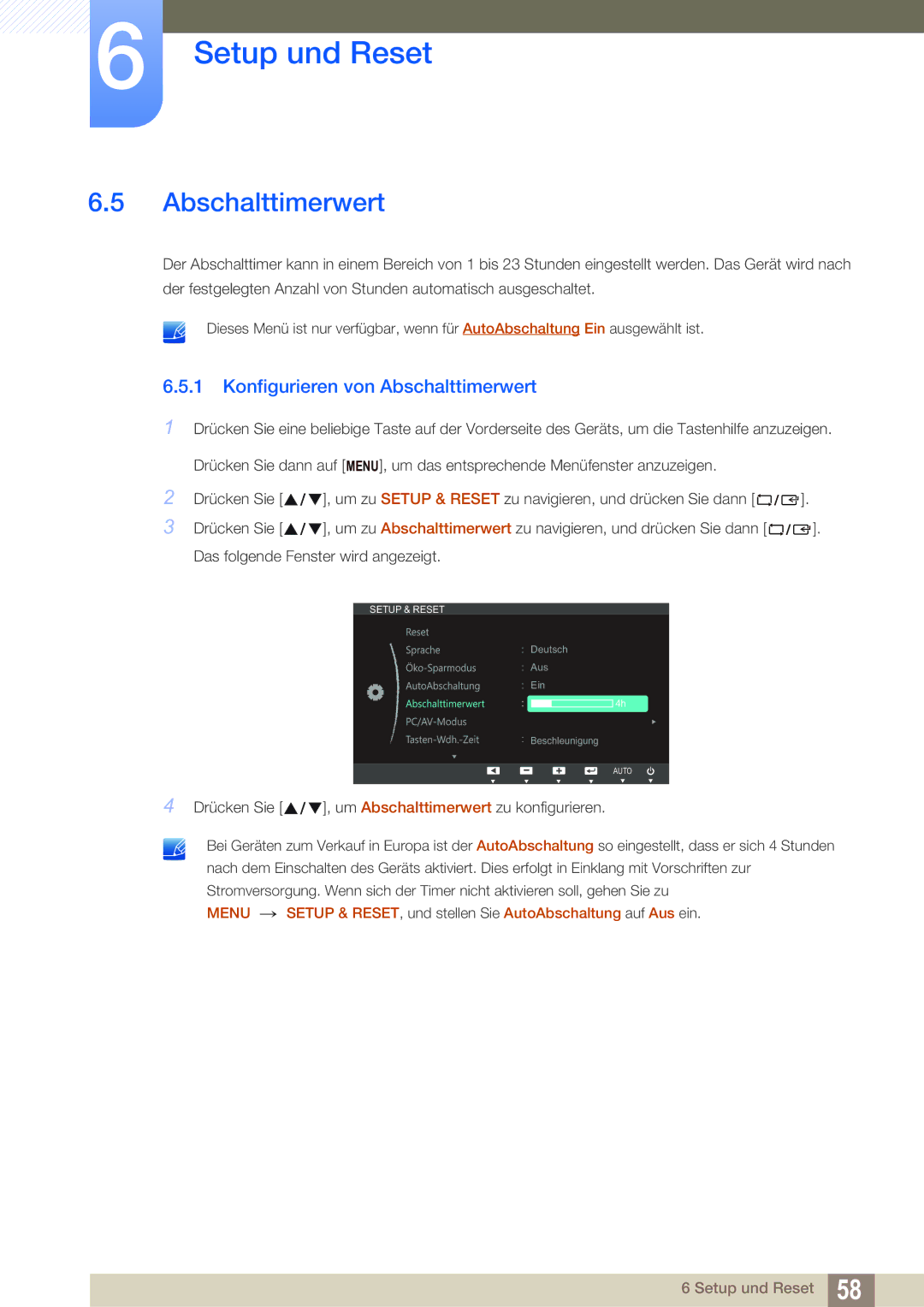 Samsung LS24B350TL/EN manual Konfigurieren von Abschalttimerwert 