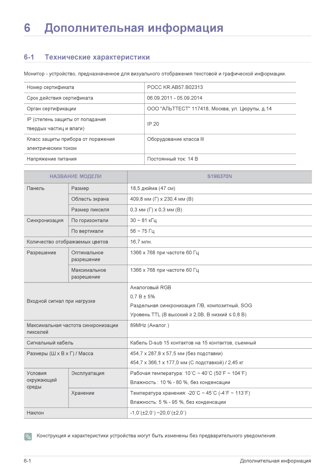 Samsung LS22B370HS/CI, LS24B370HS/EN, LS22B370BS/CI, LS20B370NS/CI Технические характеристики, Название Модели, S19B370N 