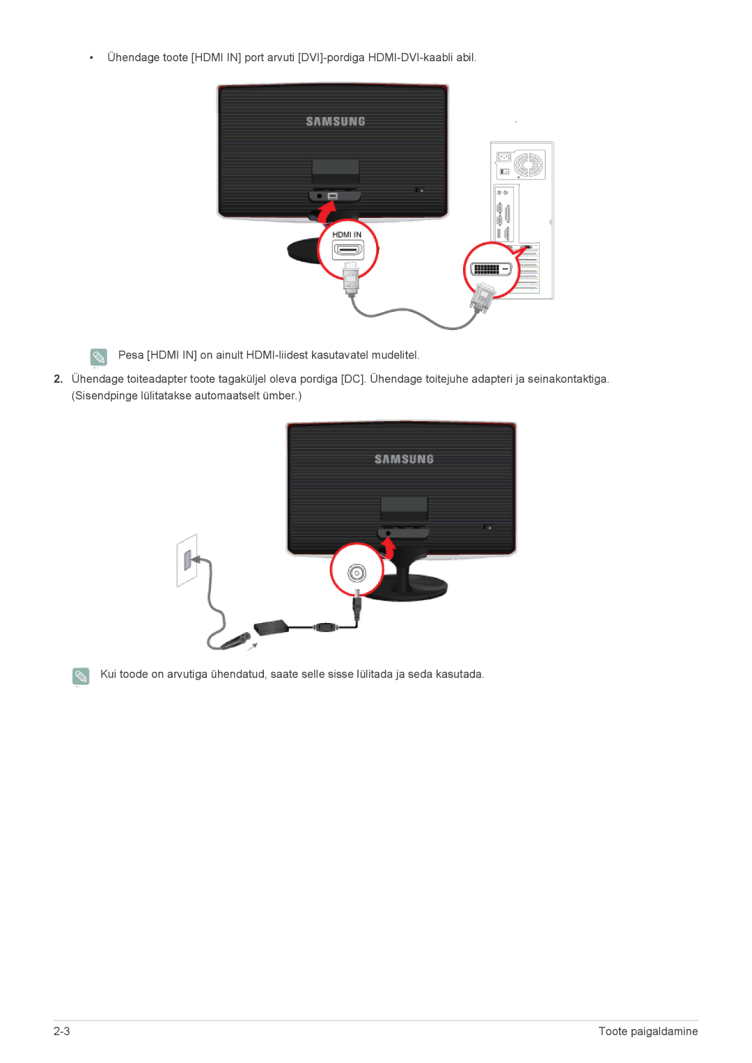 Samsung LS24B370HS/EN manual Toote paigaldamine 