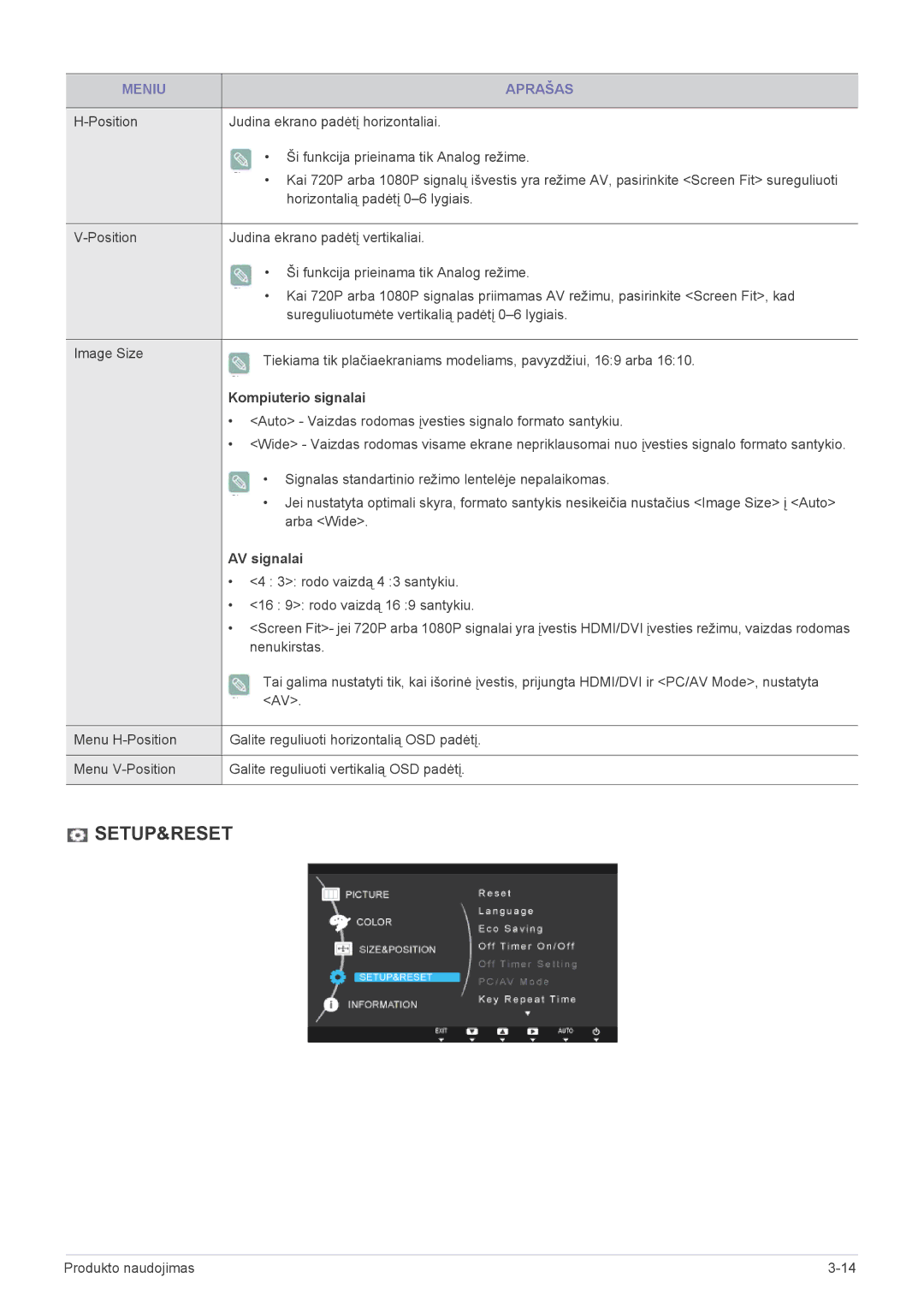 Samsung LS24B370HS/EN manual Kompiuterio signalai, AV signalai 