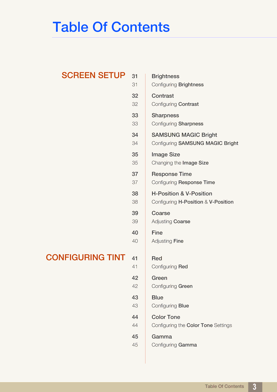 Samsung LS24B420BWV/EN, LS24B42XBWG/EN manual Screen Setup Configuring Tint 