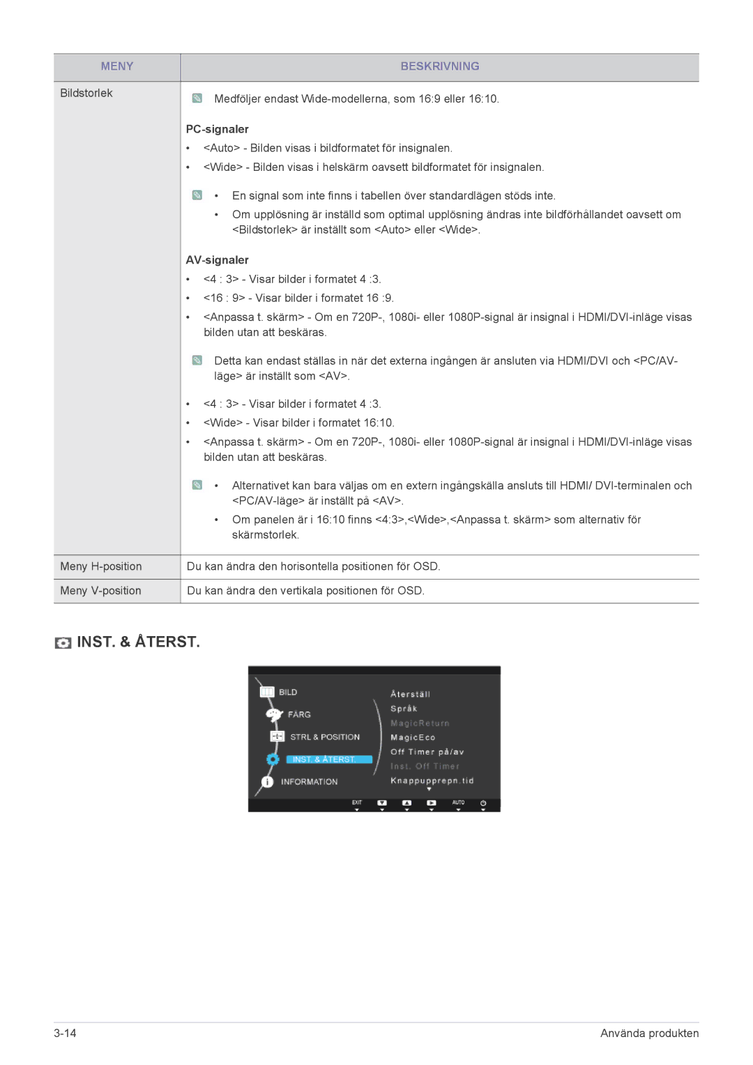 Samsung LS23B5HVFH/EN, LS24B5HVFE/EN, LS24B5HVFH/EN manual INST. & Återst 