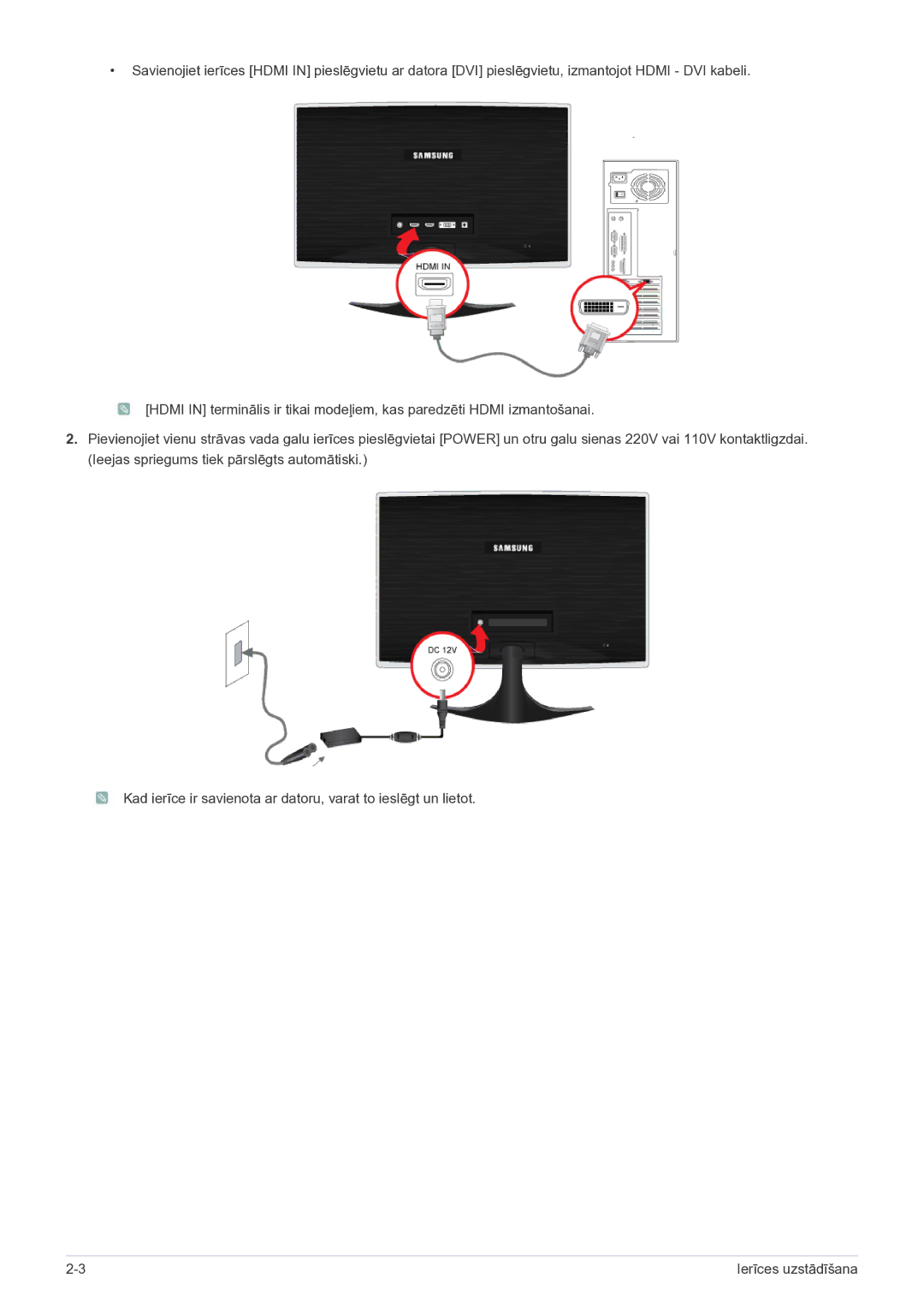 Samsung LS24B5HVFH/EN, LS23B5HVFH/EN manual Ierīces uzstādīšana 