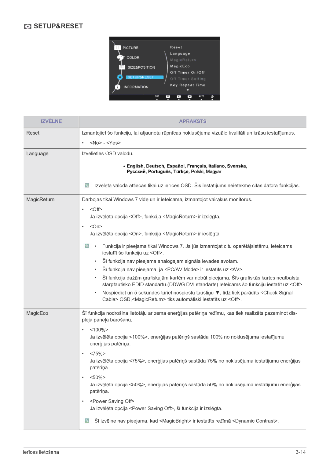 Samsung LS23B5HVFH/EN, LS24B5HVFH/EN manual Setup&Reset 