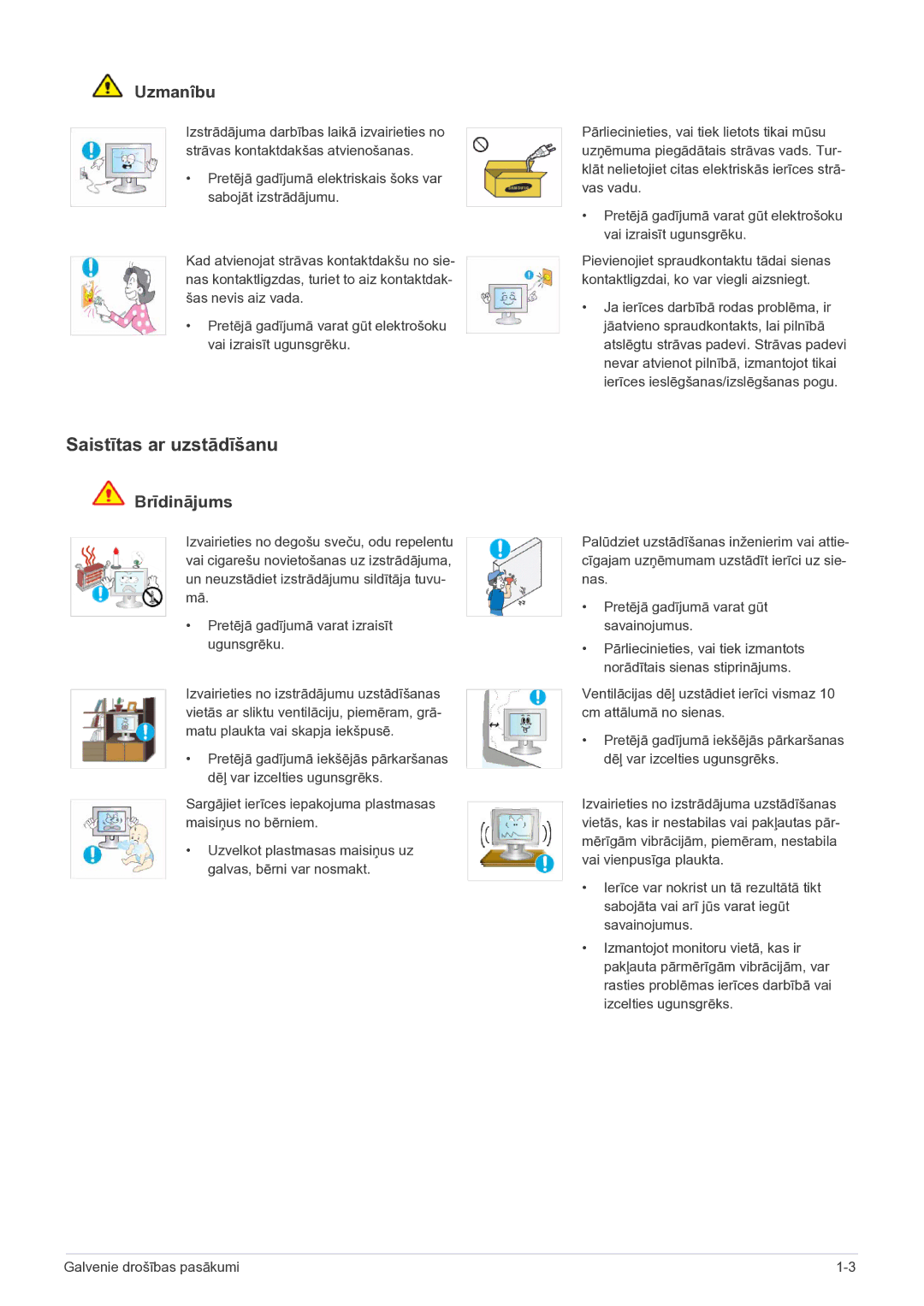 Samsung LS23B5HVFH/EN, LS24B5HVFH/EN manual Saistītas ar uzstādīšanu, Uzmanîbu 