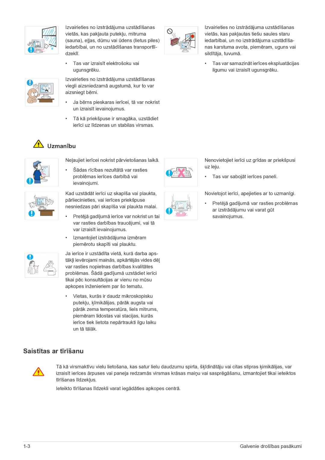 Samsung LS24B5HVFH/EN, LS23B5HVFH/EN manual Saistītas ar tīrīšanu 