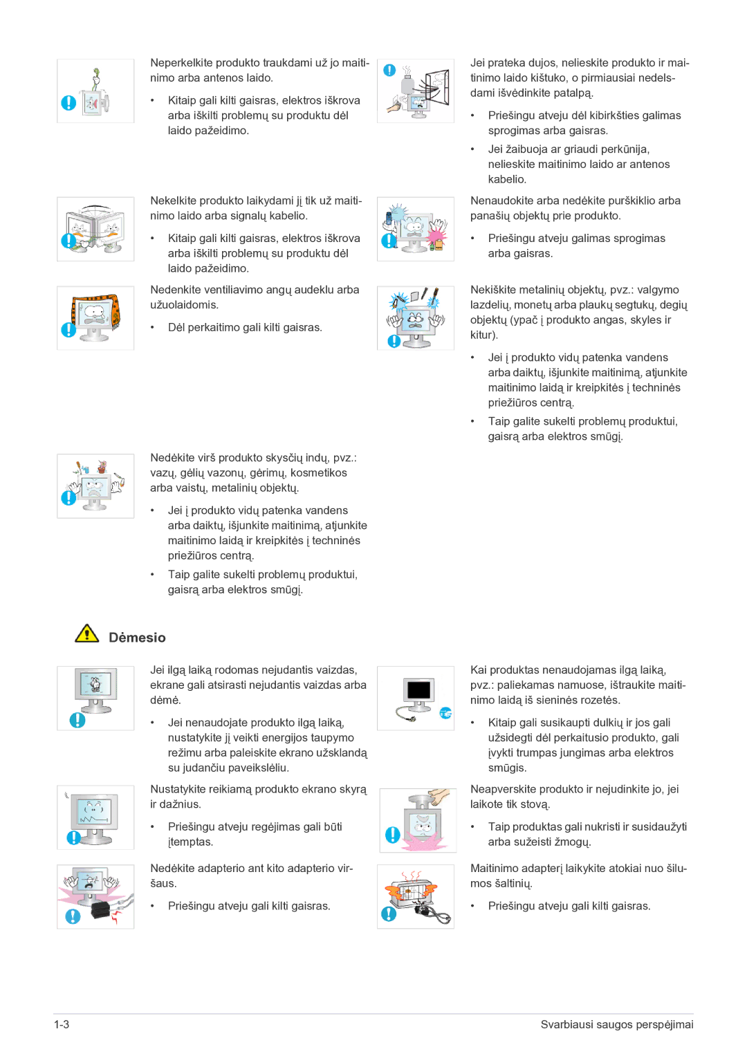 Samsung LS24B5HVFH/EN, LS23B5HVFH/EN manual Dėmesio 