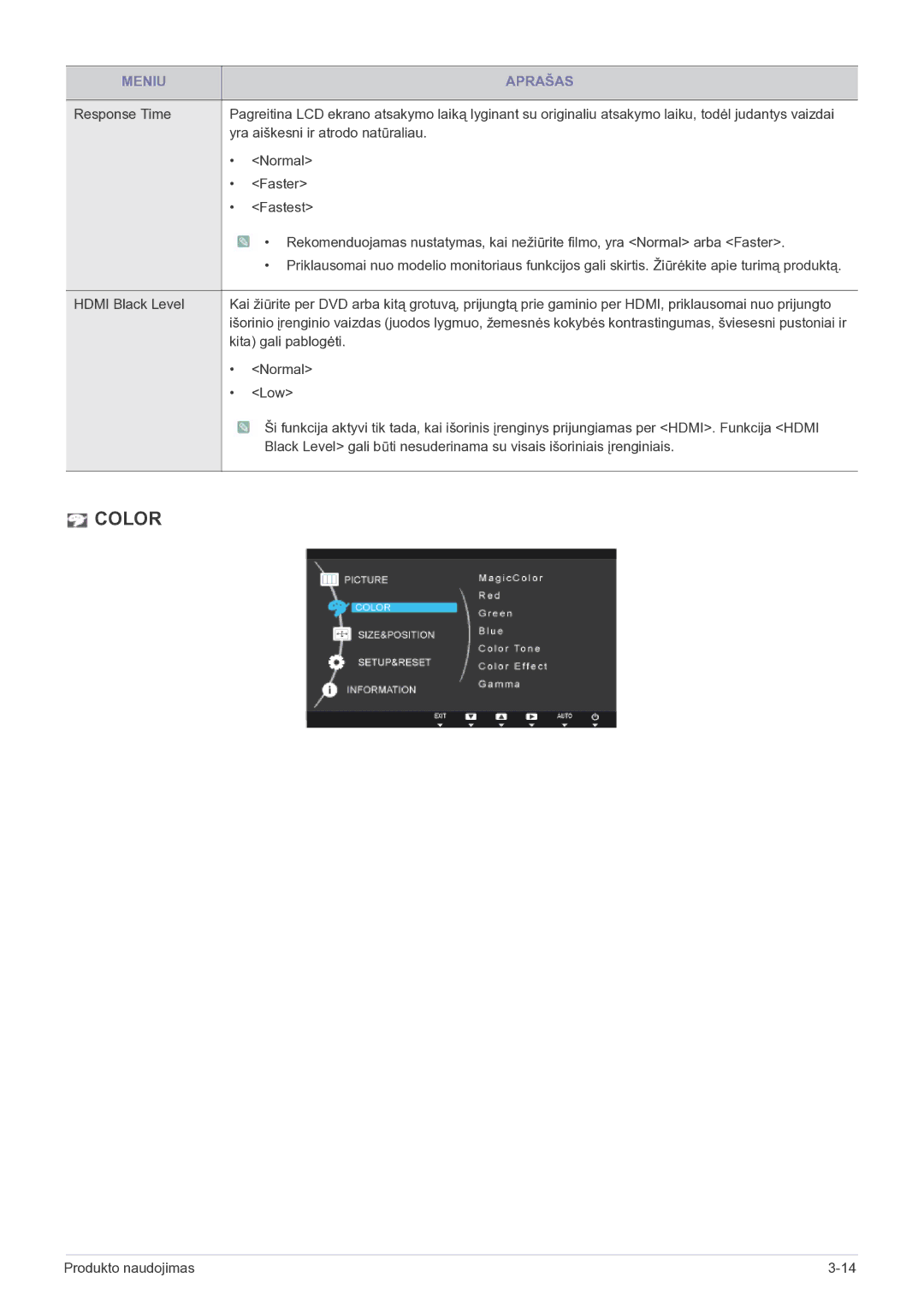 Samsung LS23B5HVFH/EN, LS24B5HVFH/EN manual Color 