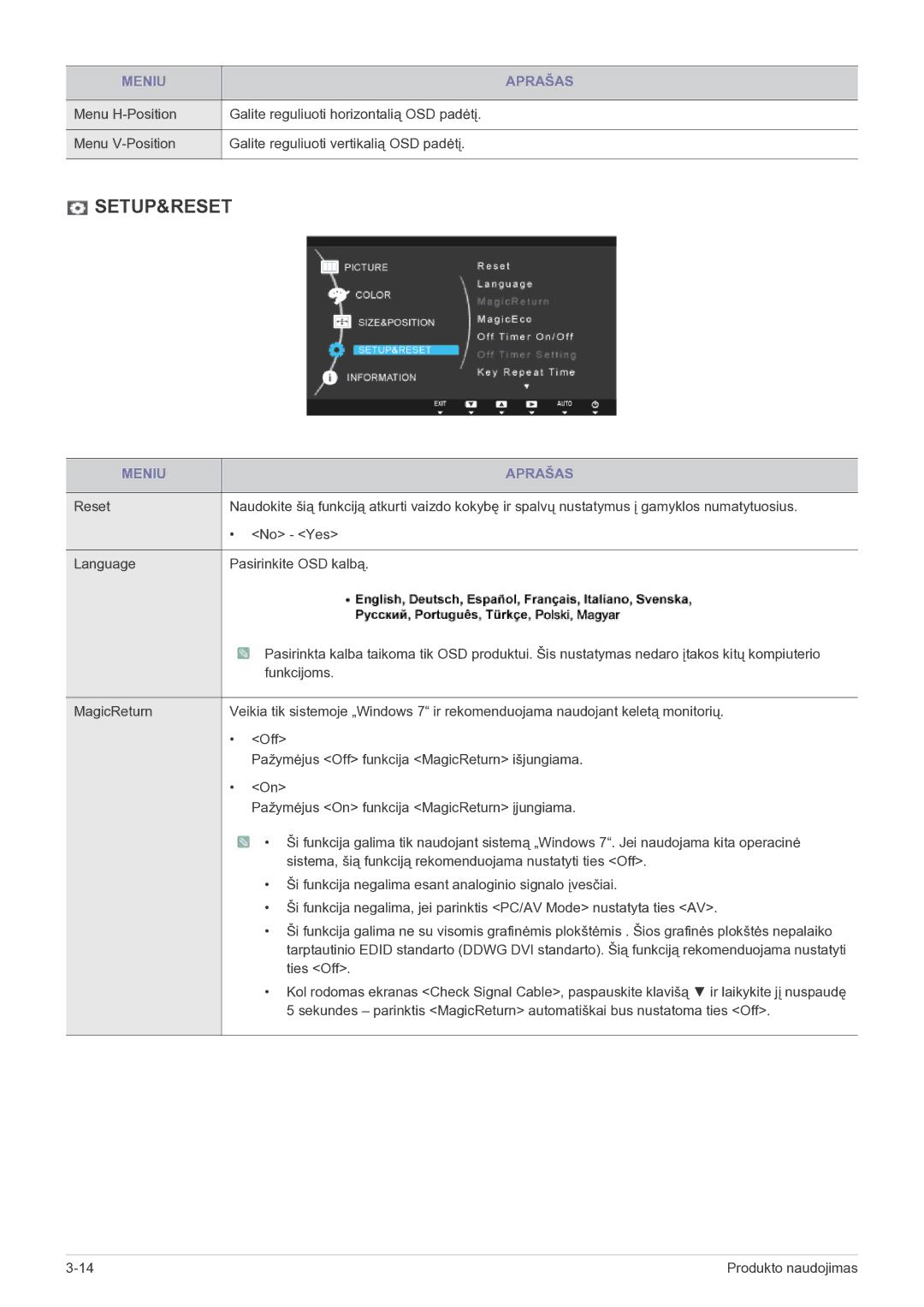 Samsung LS24B5HVFH/EN, LS23B5HVFH/EN manual Setup&Reset 