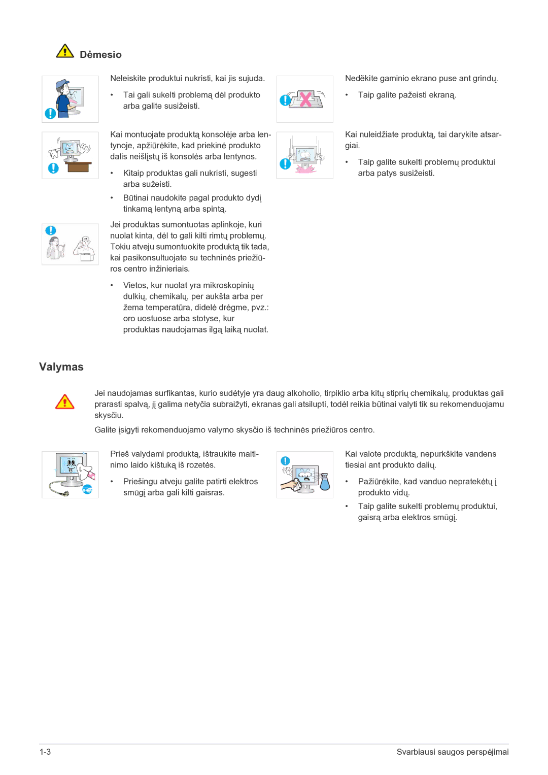 Samsung LS24B5HVFH/EN, LS23B5HVFH/EN manual Valymas 