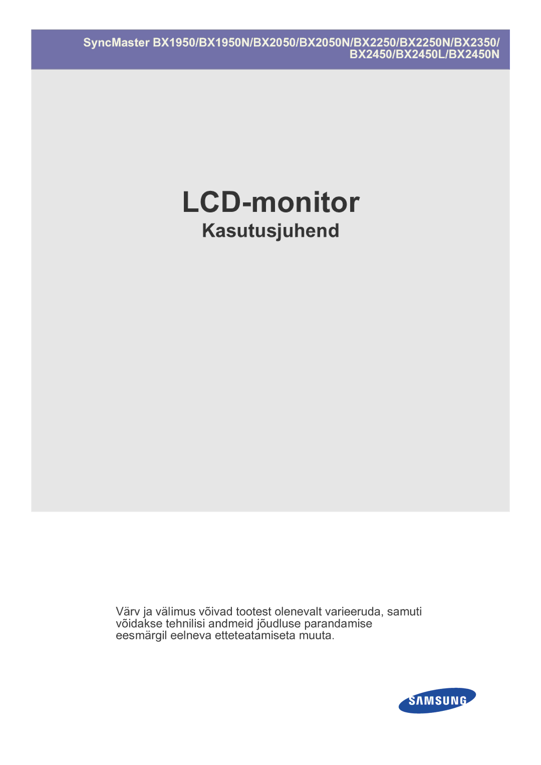 Samsung LS24B5HVFE/EN, LS24B5HVFH/XA, LS22B5HVFE/EN, LS24B5LVFH/EN, LS24B5HVFH/EN, LS23B5HVFH/EN manual LCD-Monitor 