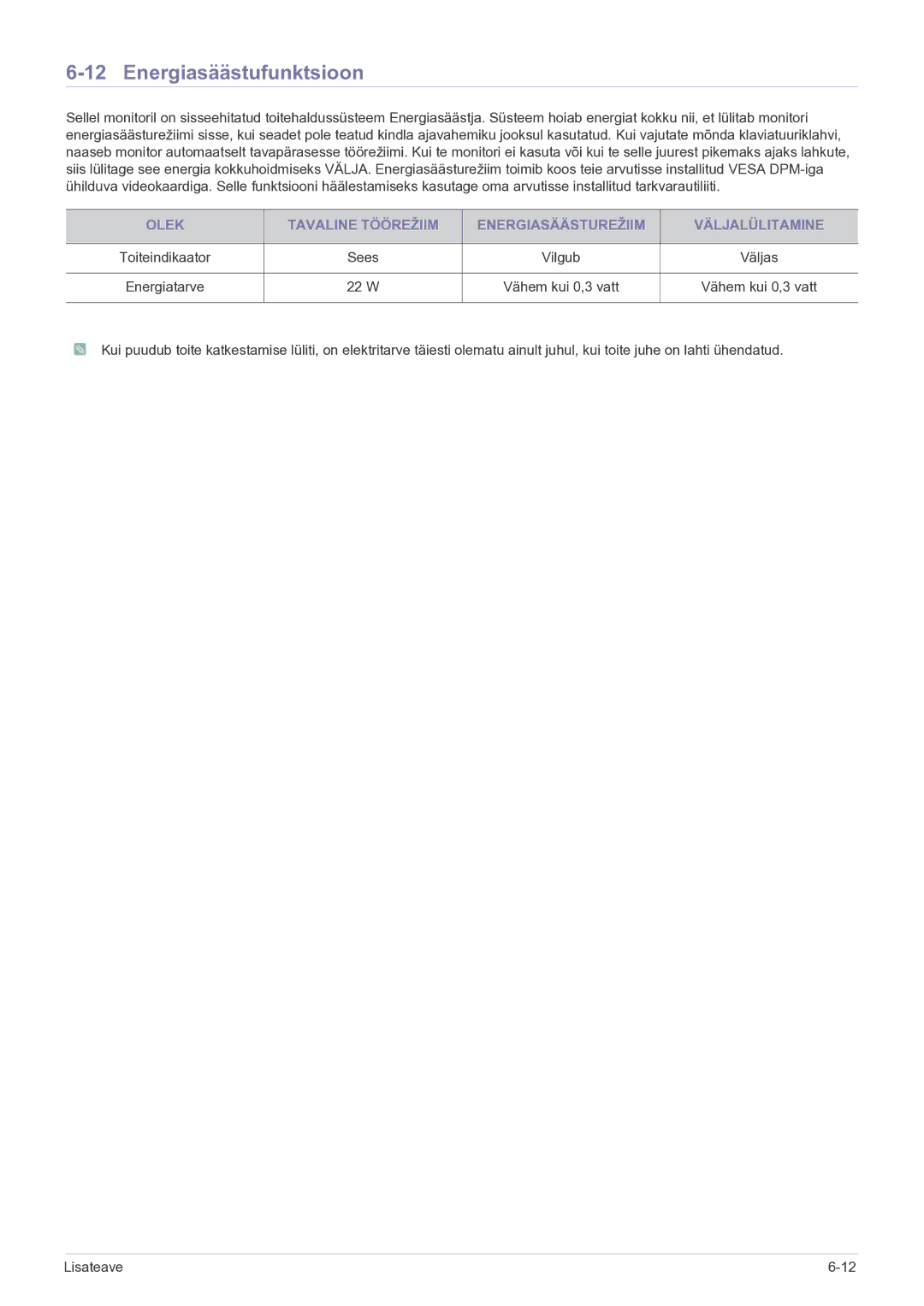 Samsung LS23B5HVFH/EN, LS24B5HVFH/EN manual Energiasäästufunktsioon 