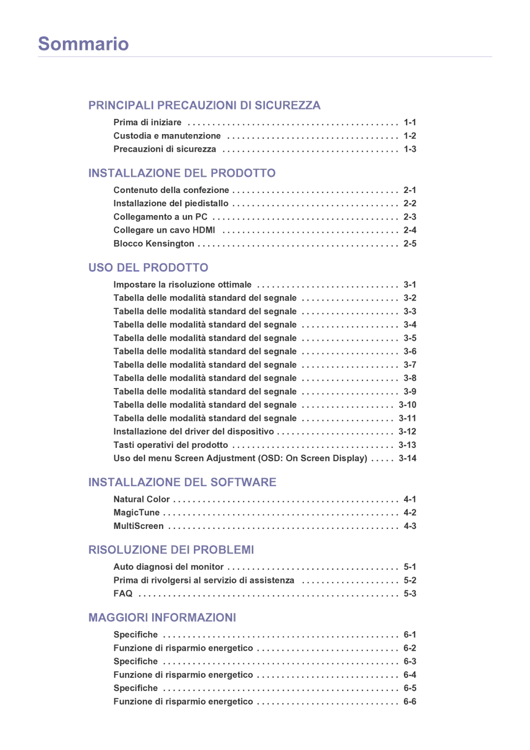 Samsung LS24B5HVFH/EN manual Sommario 