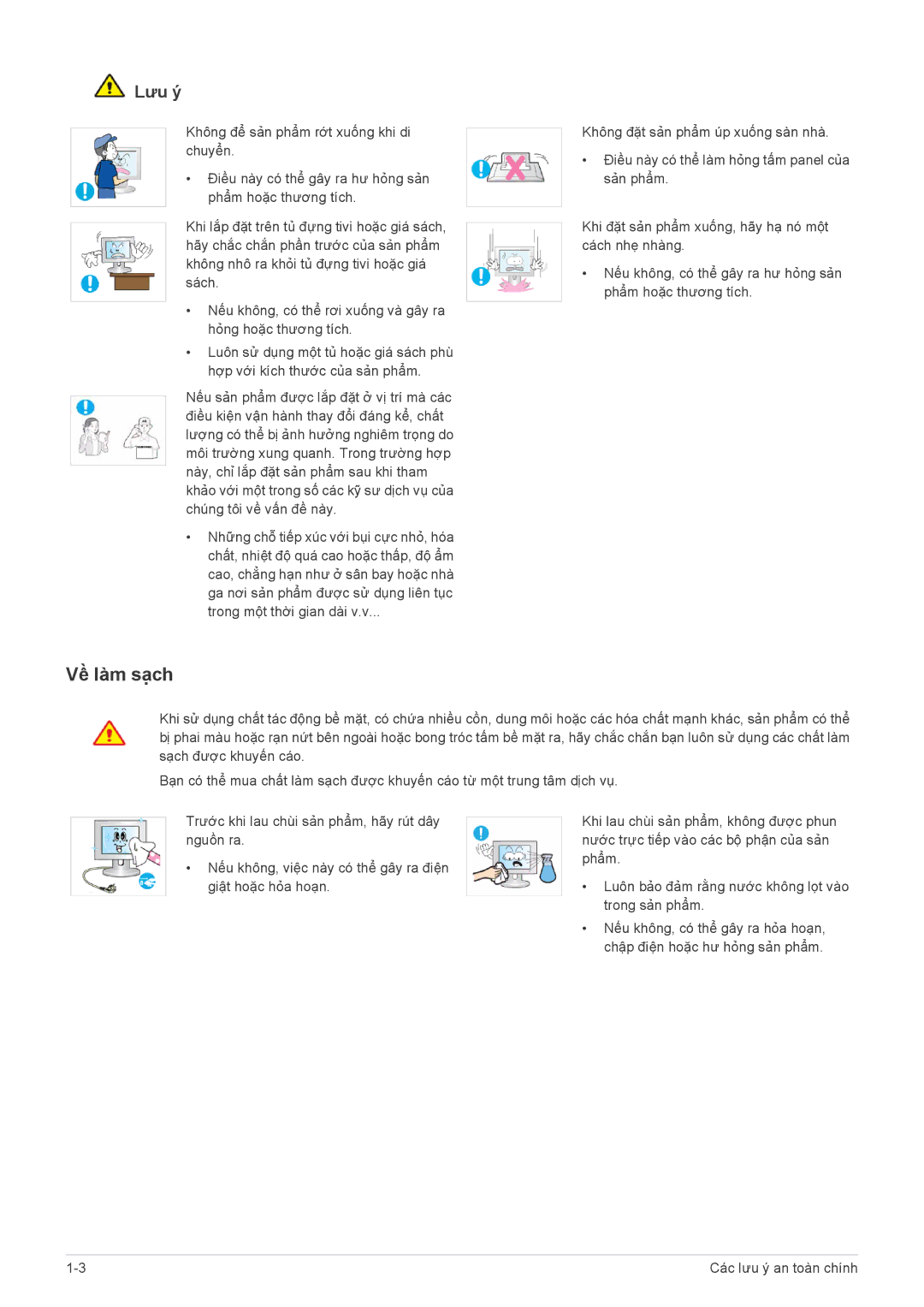 Samsung LS24B5HVFH/XA, LS20B5UVFN/ZA, LS22B5HVFHMXV, LS22B5HVFH/XT manual Về làm sạch 