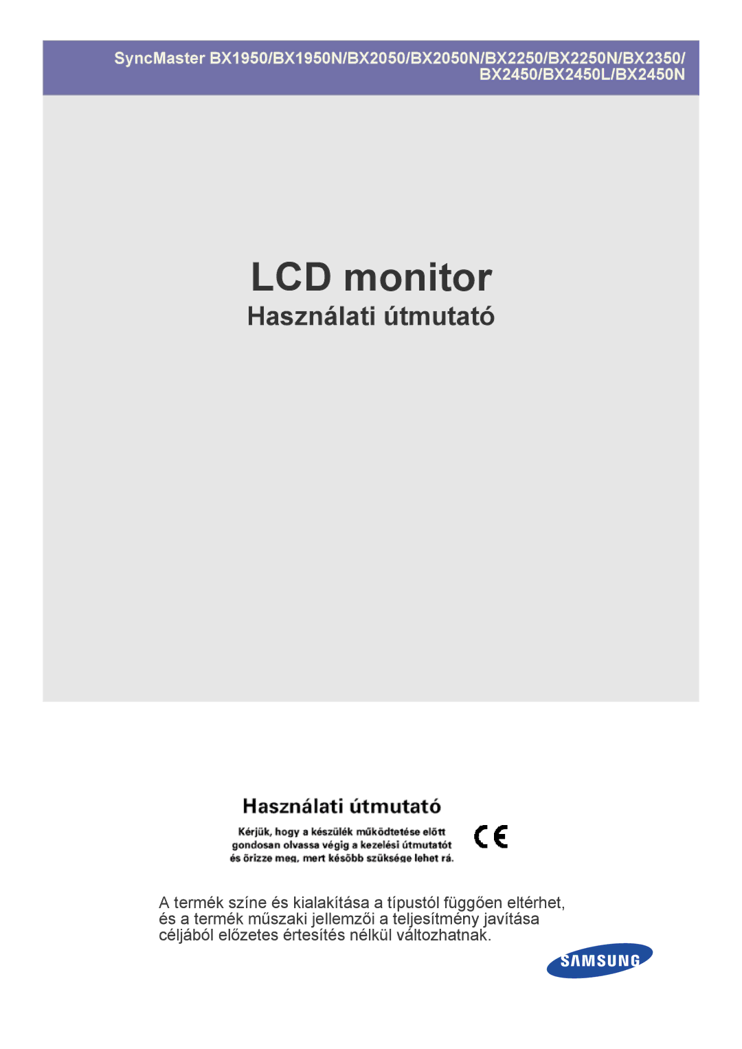 Samsung LS23B5HVFH/EN, LS24B5HVFH/EN manual LCD-monitor 