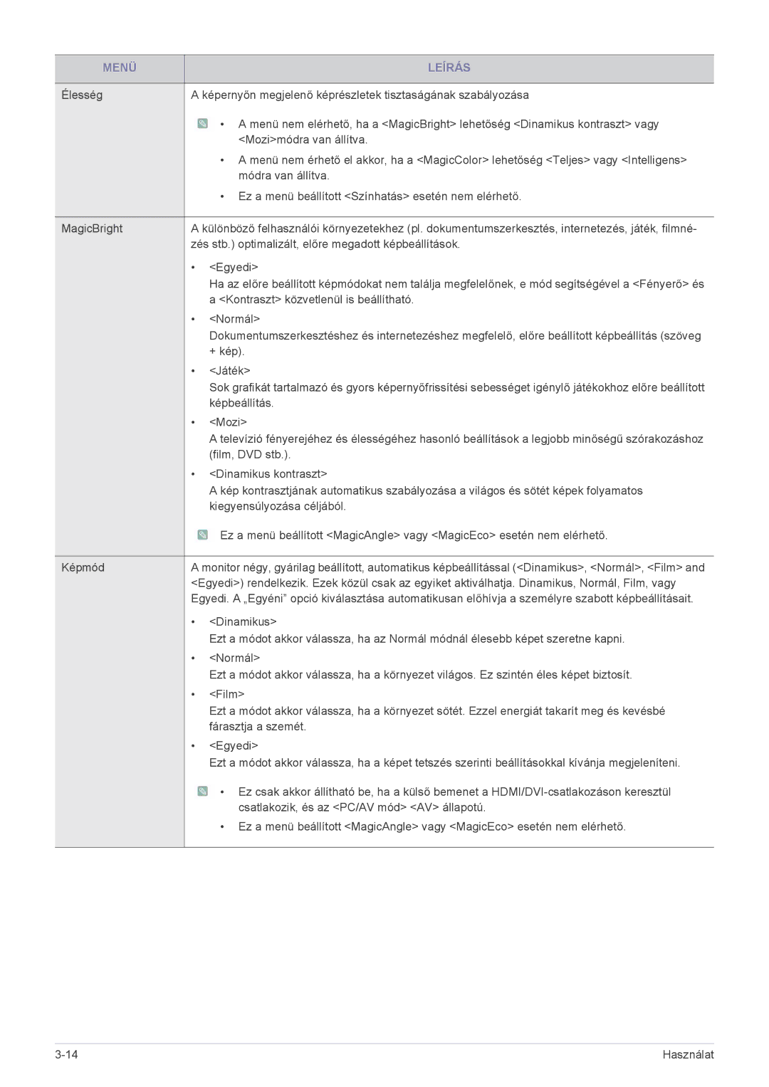 Samsung LS23B5HVFH/EN, LS24B5HVFH/XA, LS24B5HVFE/EN, LS22B5HVFE/EN, LS24B5HVFH/EN manual Kontraszt közvetlenül is beállítható 