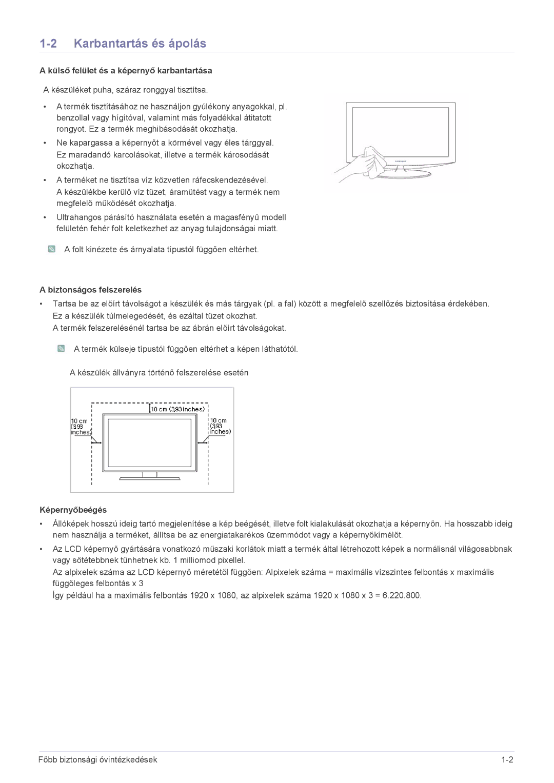 Samsung LS22B5HVFH/EN, LS24B5HVFH/XA, LS24B5HVFE/EN manual Karbantartás és ápolás, Külső felület és a képernyő karbantartása 