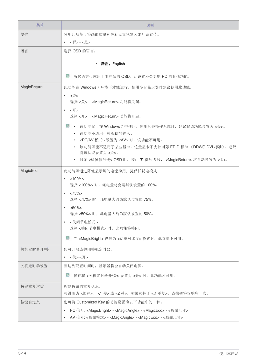 Samsung LS22B5HVFE/EN, LS24B5HVFH/XA, LS24B5HVFE/EN, LS24B5HVFH/EN, LS23B5HVFH/EN, LS22B5HVFH/EN 使用此功能可将画面质量和色彩设置恢复为出厂设置值。 