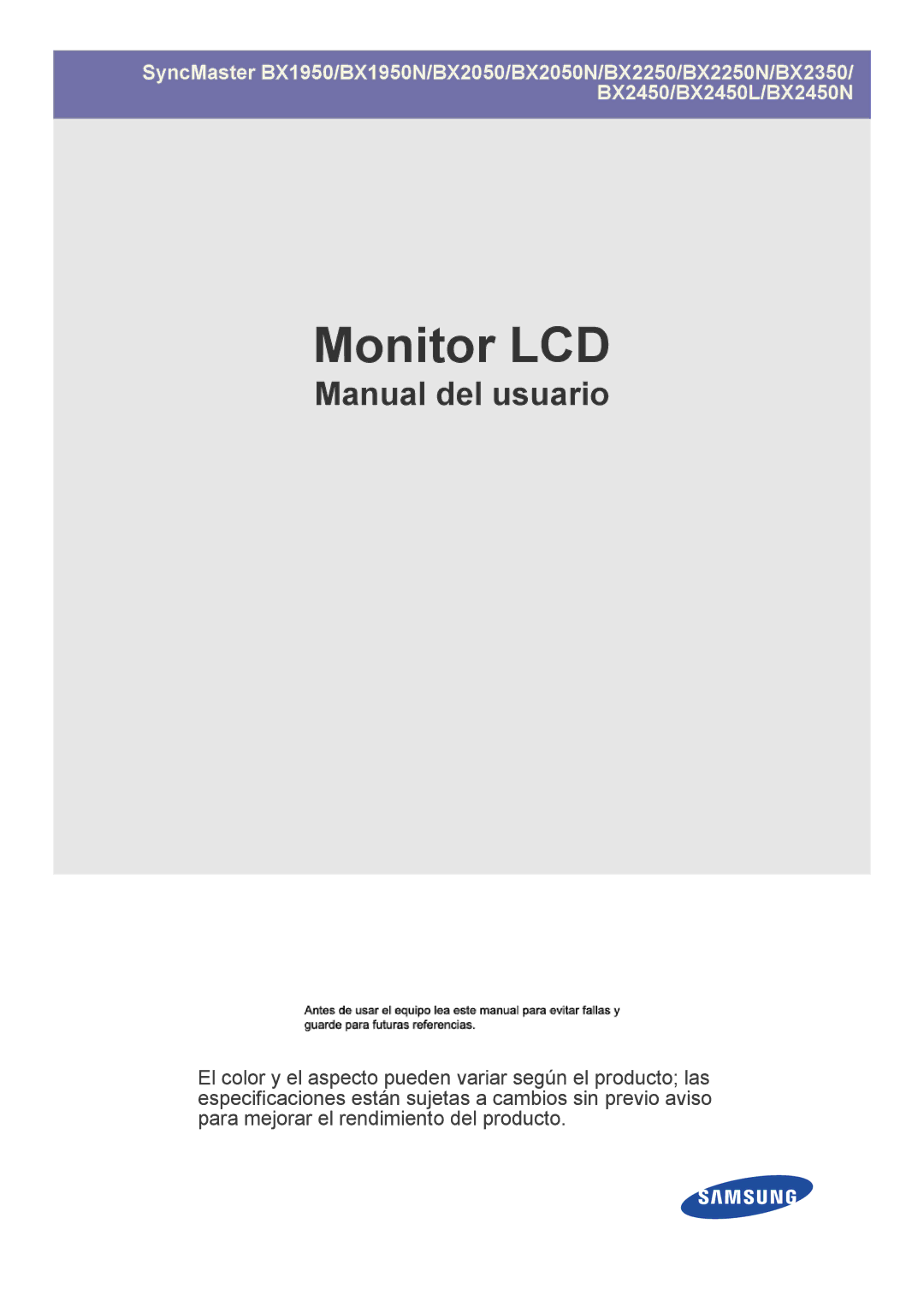 Samsung LS24B5HVFE/EN, LS24B5HVFH/XA, LS22B5HVFE/EN, LS24B5LVFH/EN, LS24B5HVFH/EN, LS23B5HVFH/EN manual Monitor LCD 