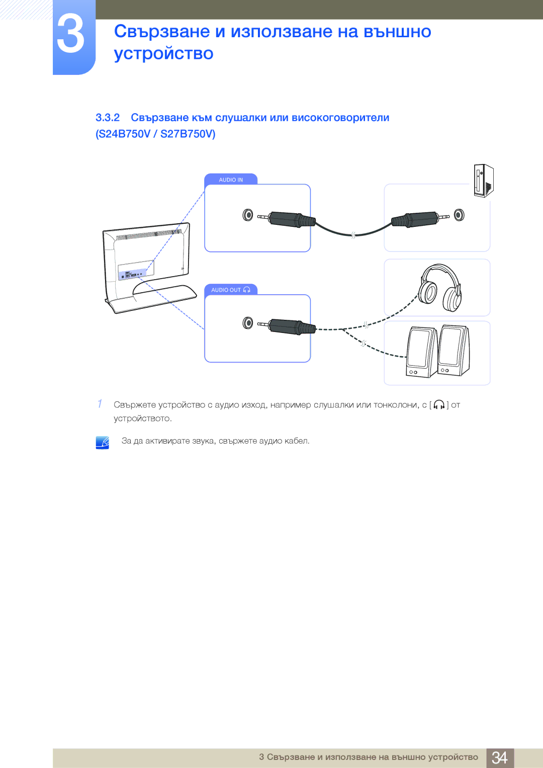 Samsung LS27B750VS/EN, LS24B750VS/EN, LS24B750HS/EN manual Audio Audio OUT 