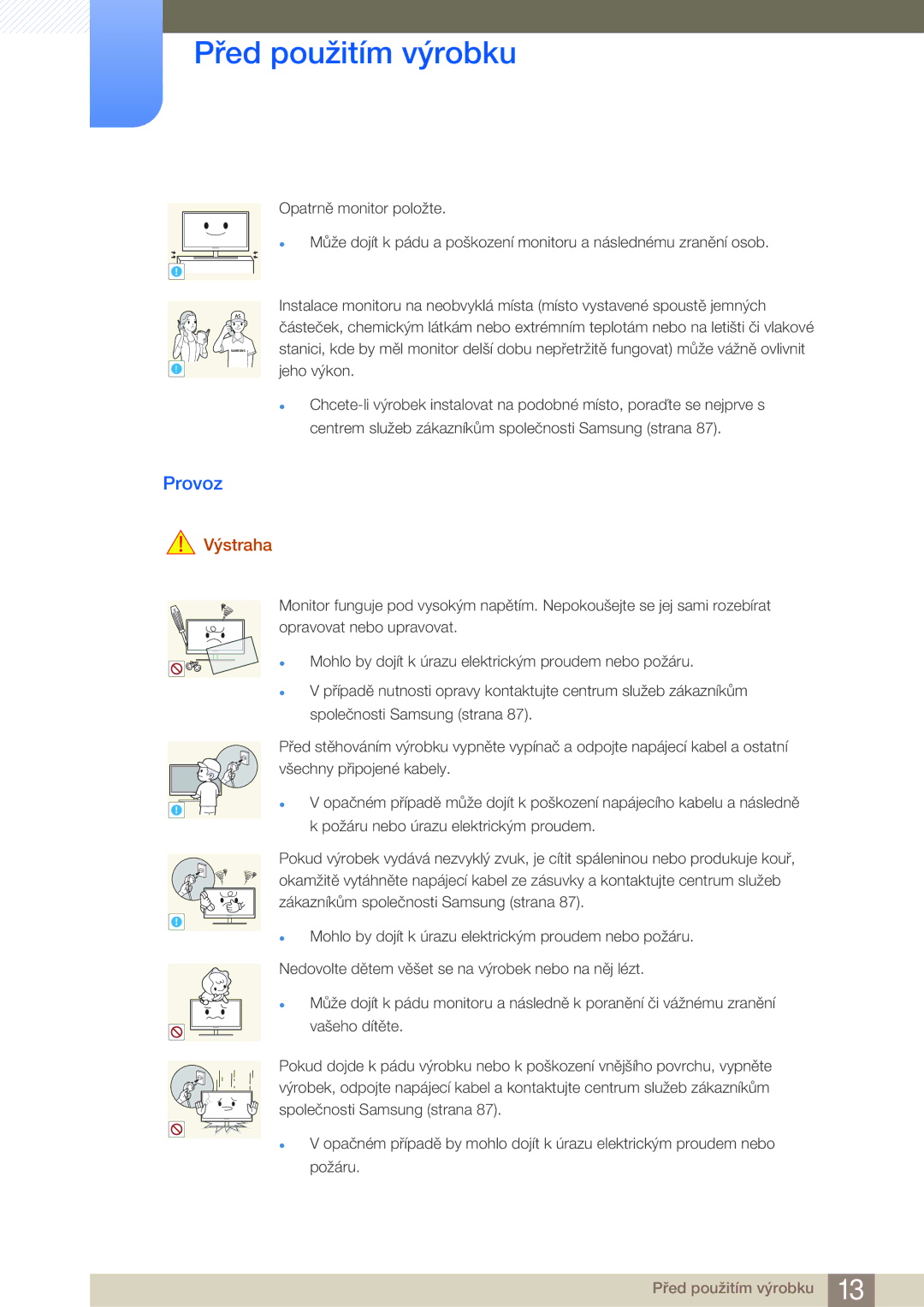 Samsung LS27B750VS/EN, LS24B750VS/EN, LS27B750HS/EN, LS24B750HS/EN manual Provoz 