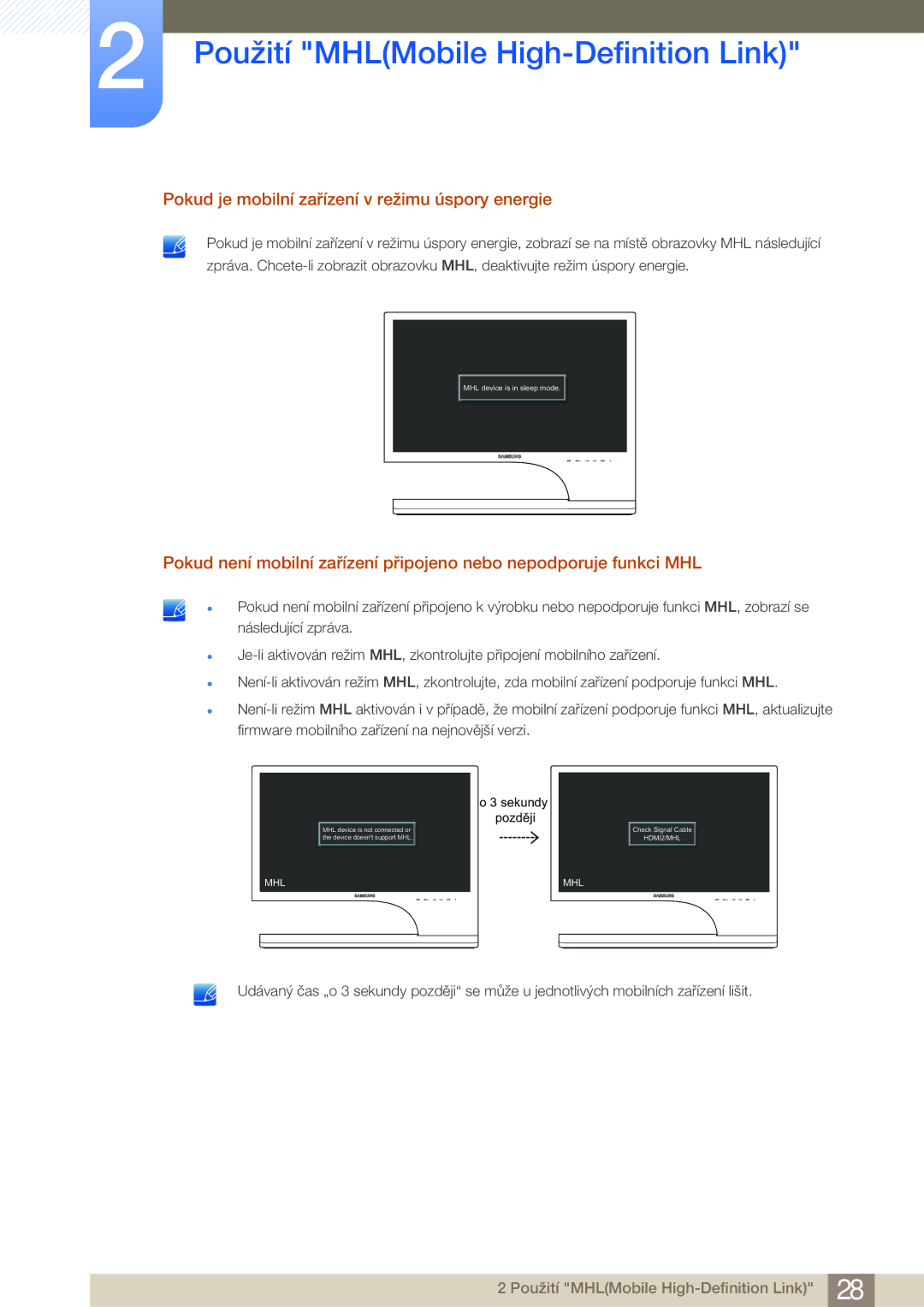 Samsung LS24B750VS/EN, LS27B750VS/EN, LS27B750HS/EN, LS24B750HS/EN manual Pokud je mobilní zařízení v režimu úspory energie 