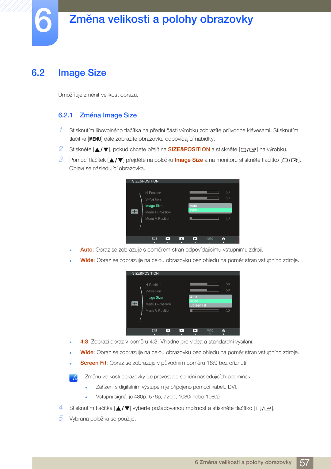 Samsung LS27B750VS/EN, LS24B750VS/EN, LS27B750HS/EN, LS24B750HS/EN manual 1 Změna Image Size 