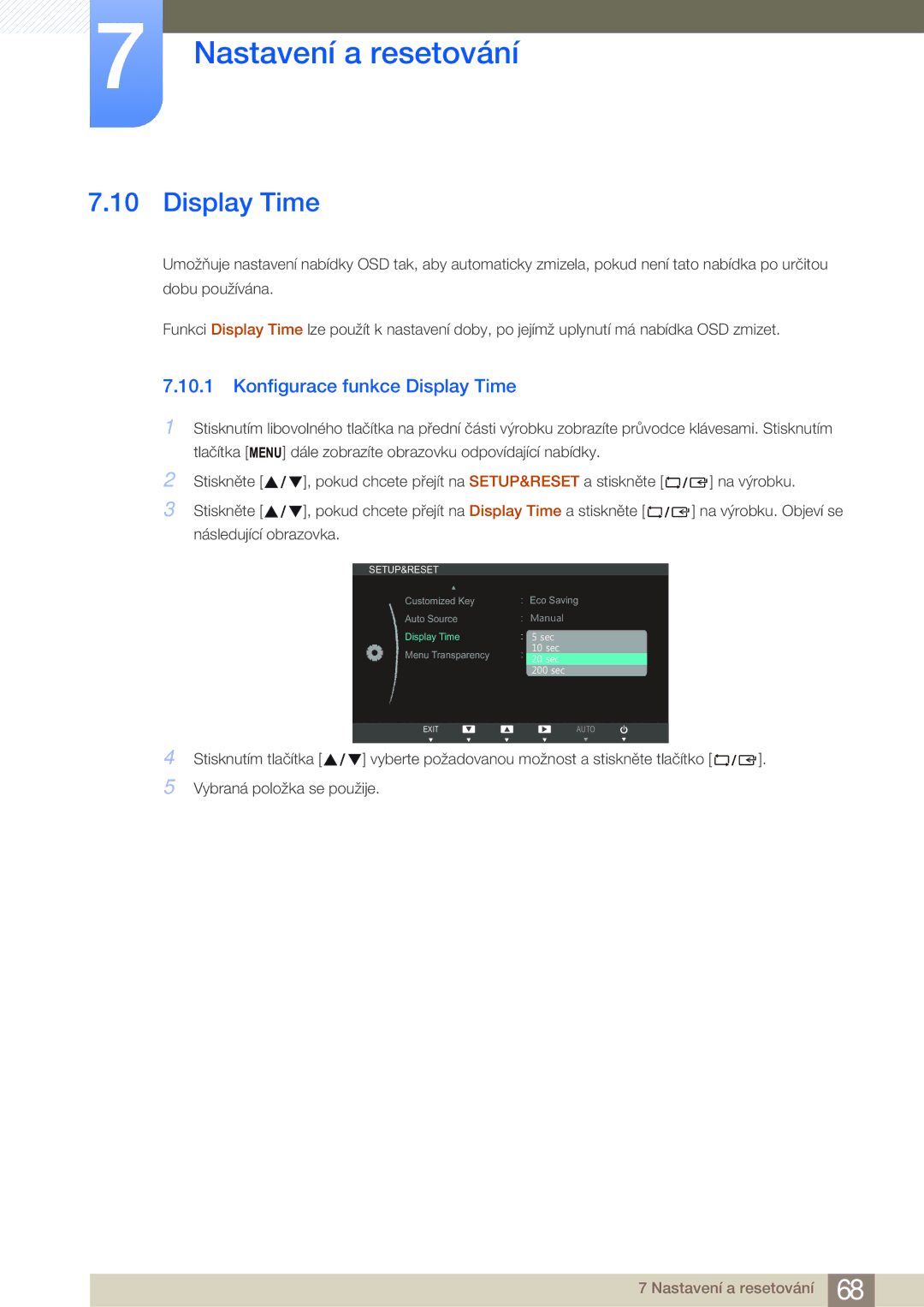 Samsung LS24B750VS/EN, LS27B750VS/EN, LS27B750HS/EN, LS24B750HS/EN manual Konfigurace funkce Display Time 