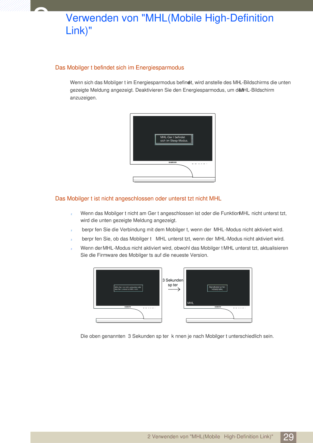 Samsung LS27B750VS/EN, LS24B750VS/EN manual Das Mobilgerät befindet sich im Energiesparmodus 